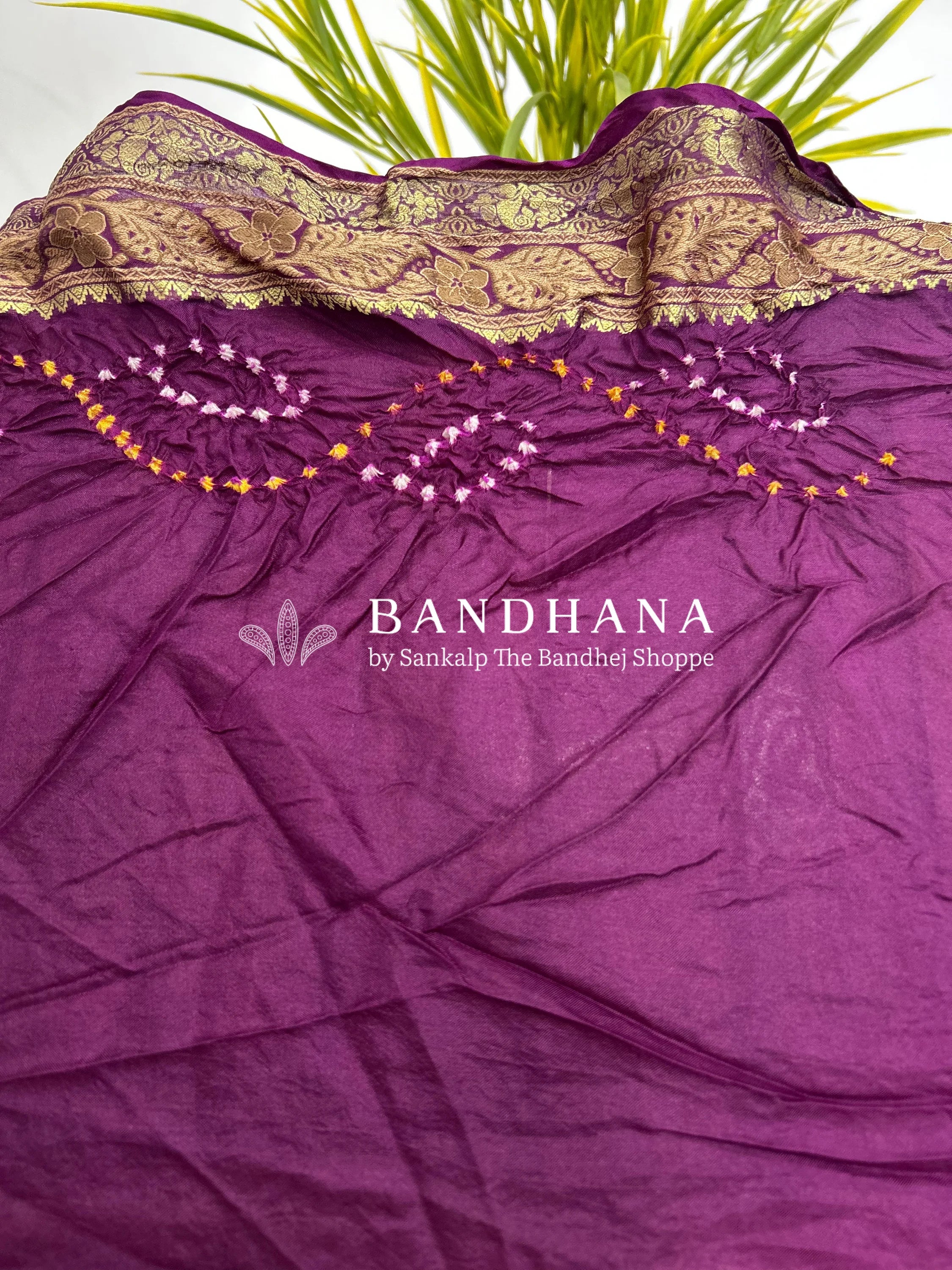 Rani & Magenta Soft Silk Resham Palav Bandhani Saree magenta / Soft Silk Sarees