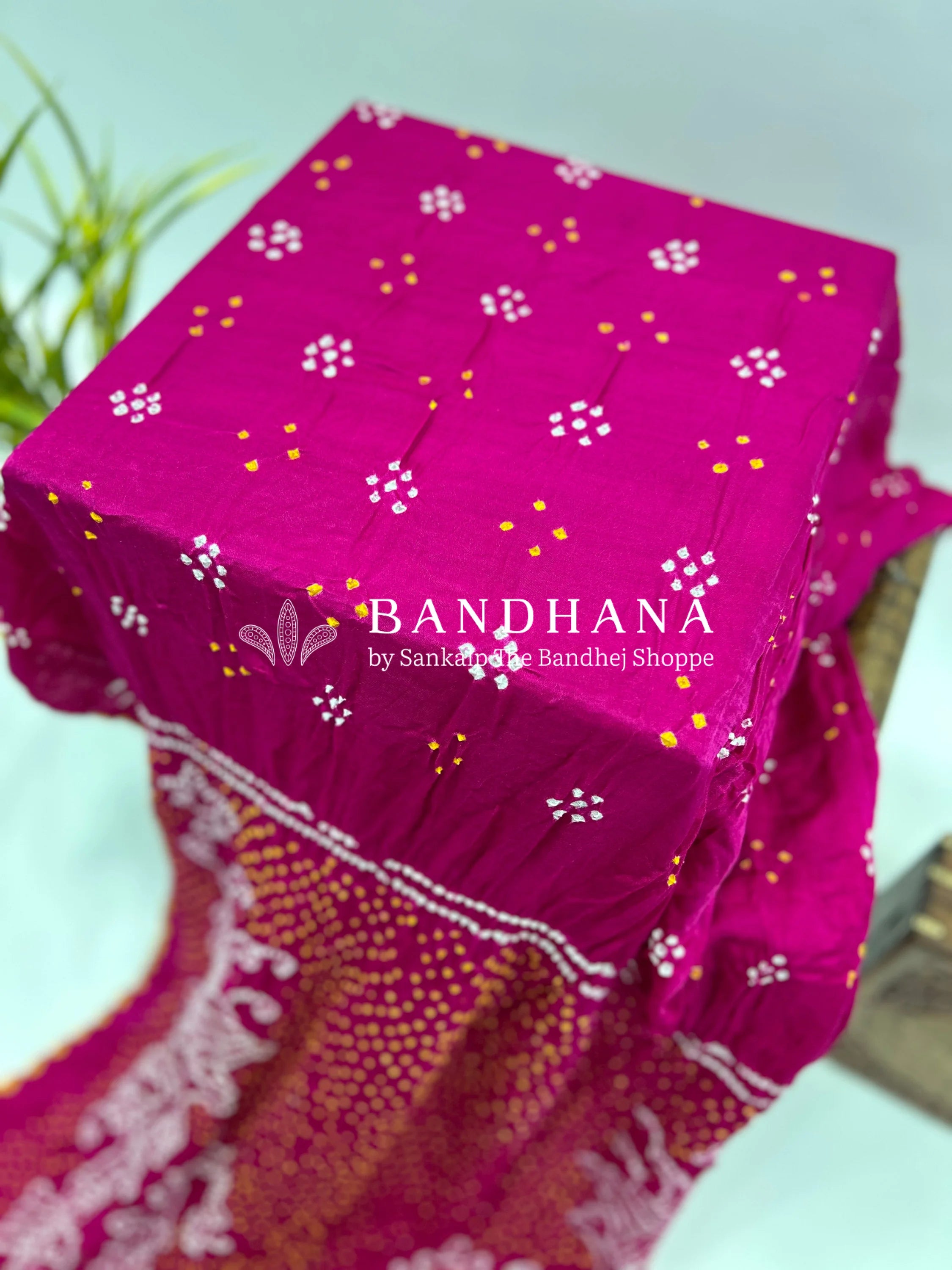 Rani Mor Palav Gajji Designer Bandhani Saree deeppink / Gajji Silk Sarees