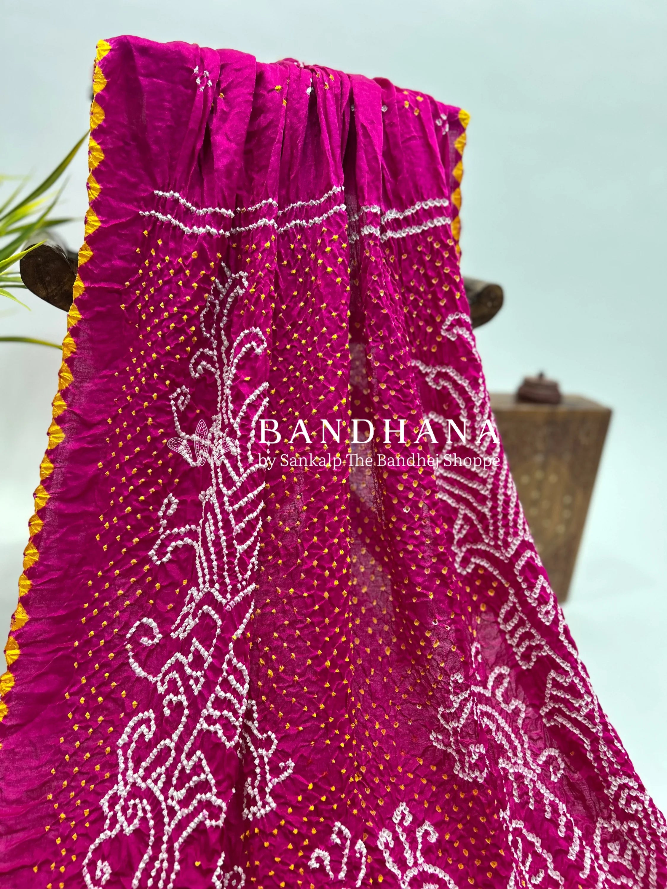 Rani Mor Palav Gajji Designer Bandhani Saree deeppink / Gajji Silk Sarees