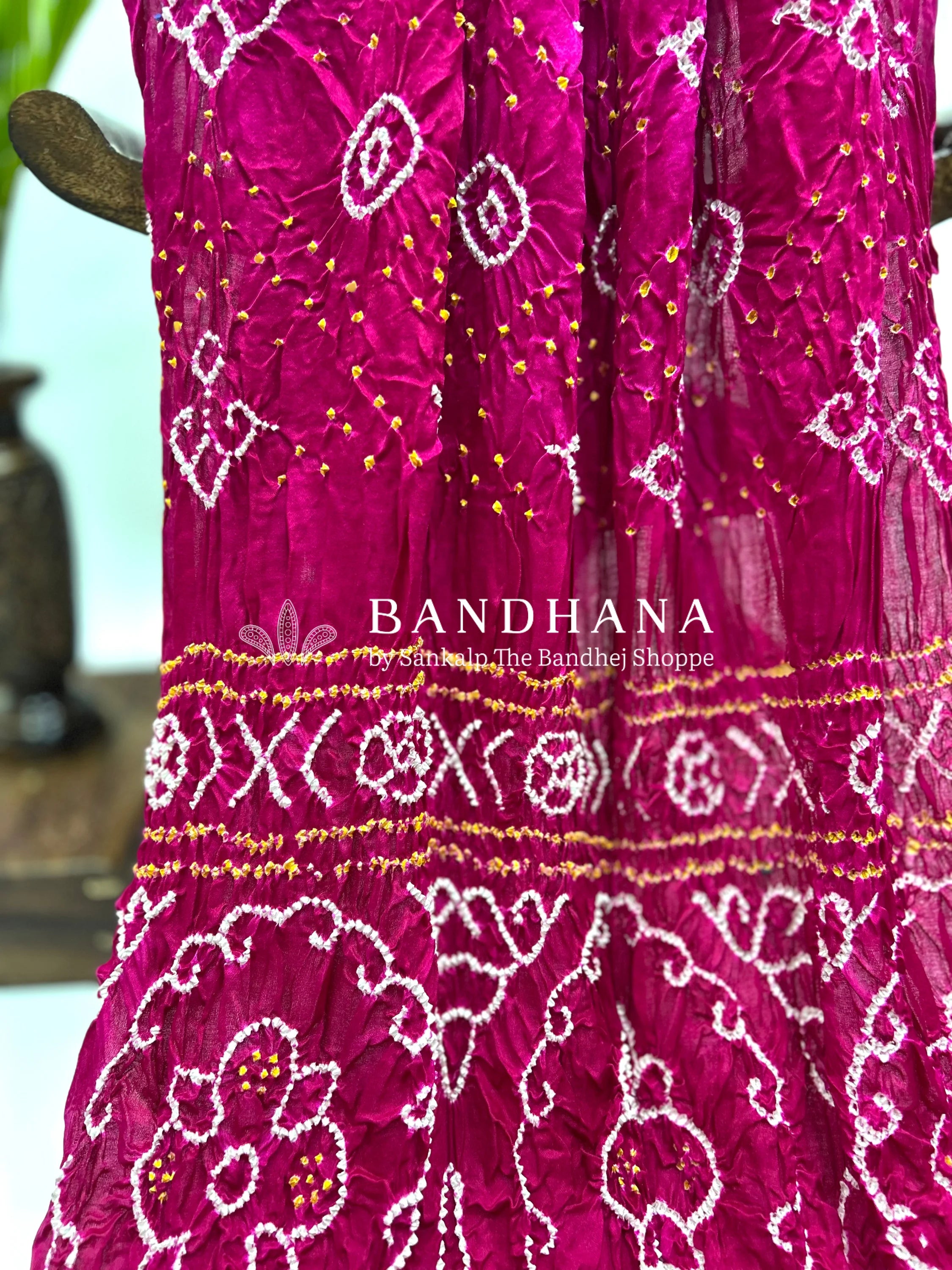 Rani Pink Gajji Fancy Bandhani Saree Sarees