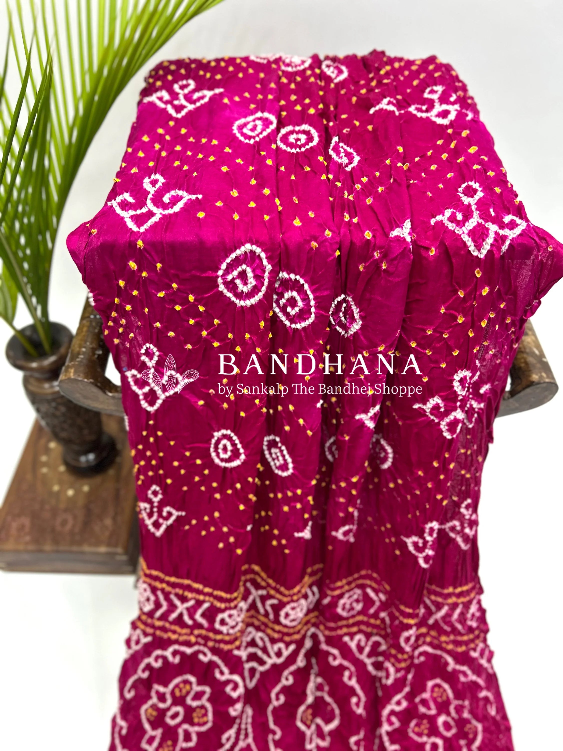 Rani Pink Gajji Fancy Bandhani Saree Sarees