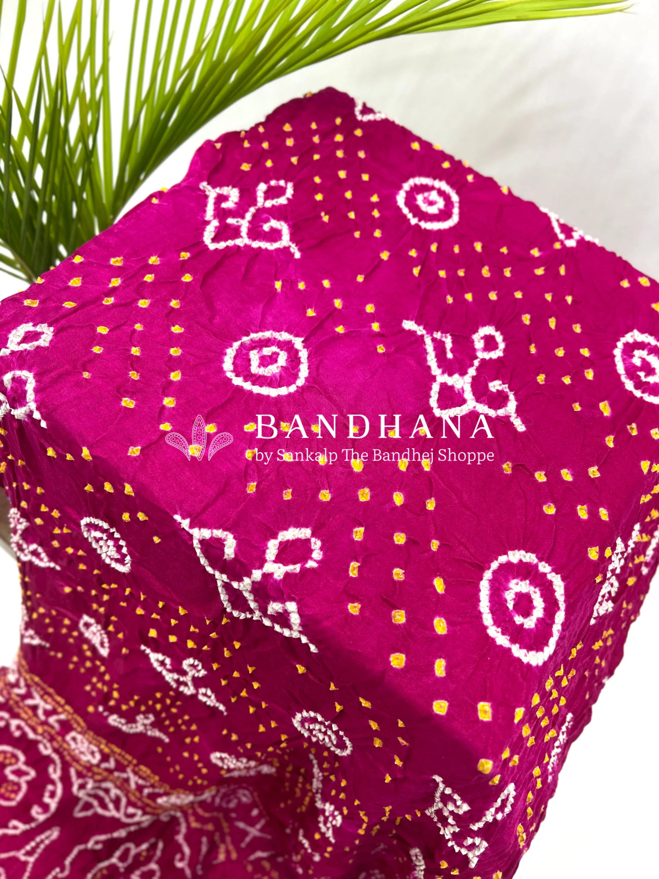 Rani Pink Gajji Fancy Bandhani Saree Sarees