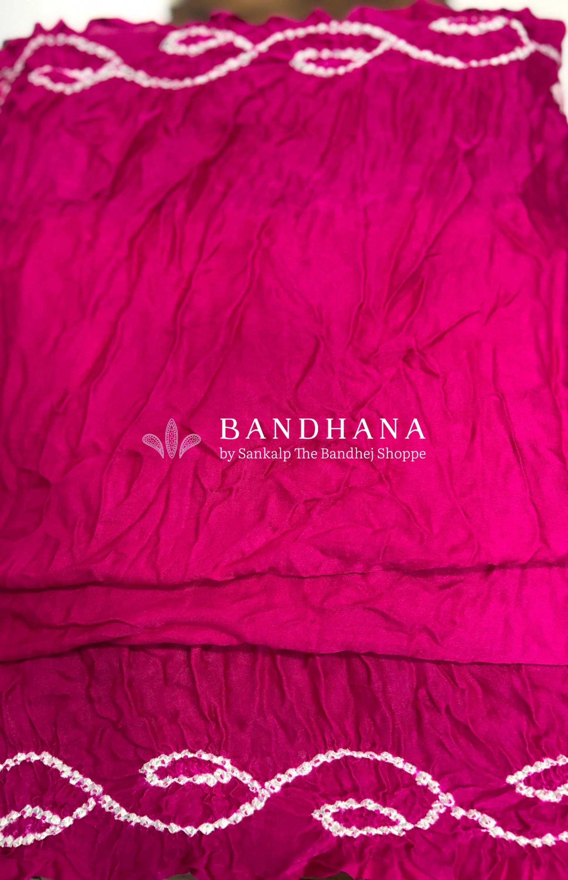 Rani Pink Gajji Silk Single Dot Bandhani Saree Sarees