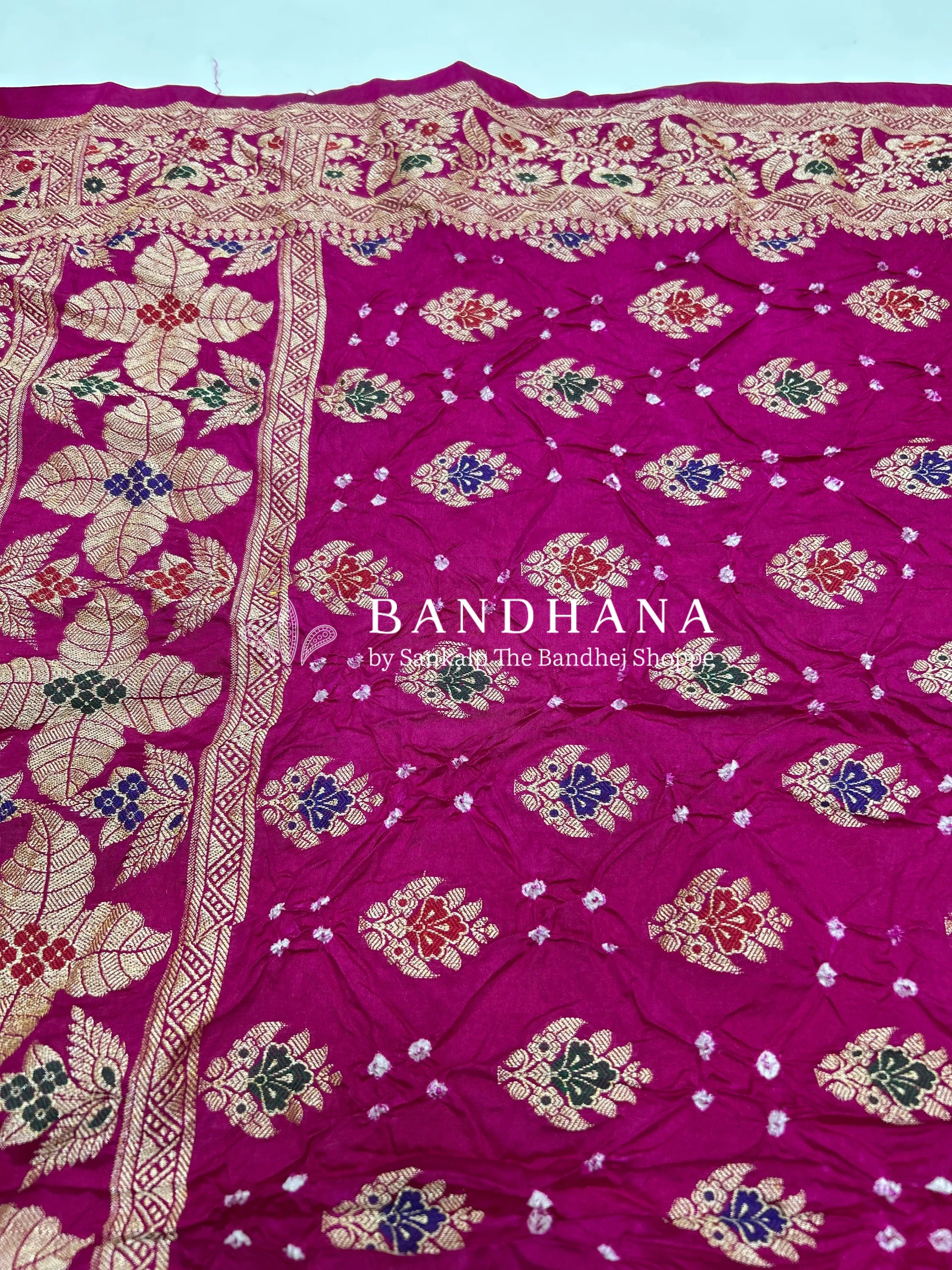 Rani & Red Art Dupion Butta Bandhani Dress Material deeppink / Art Silk Dresses