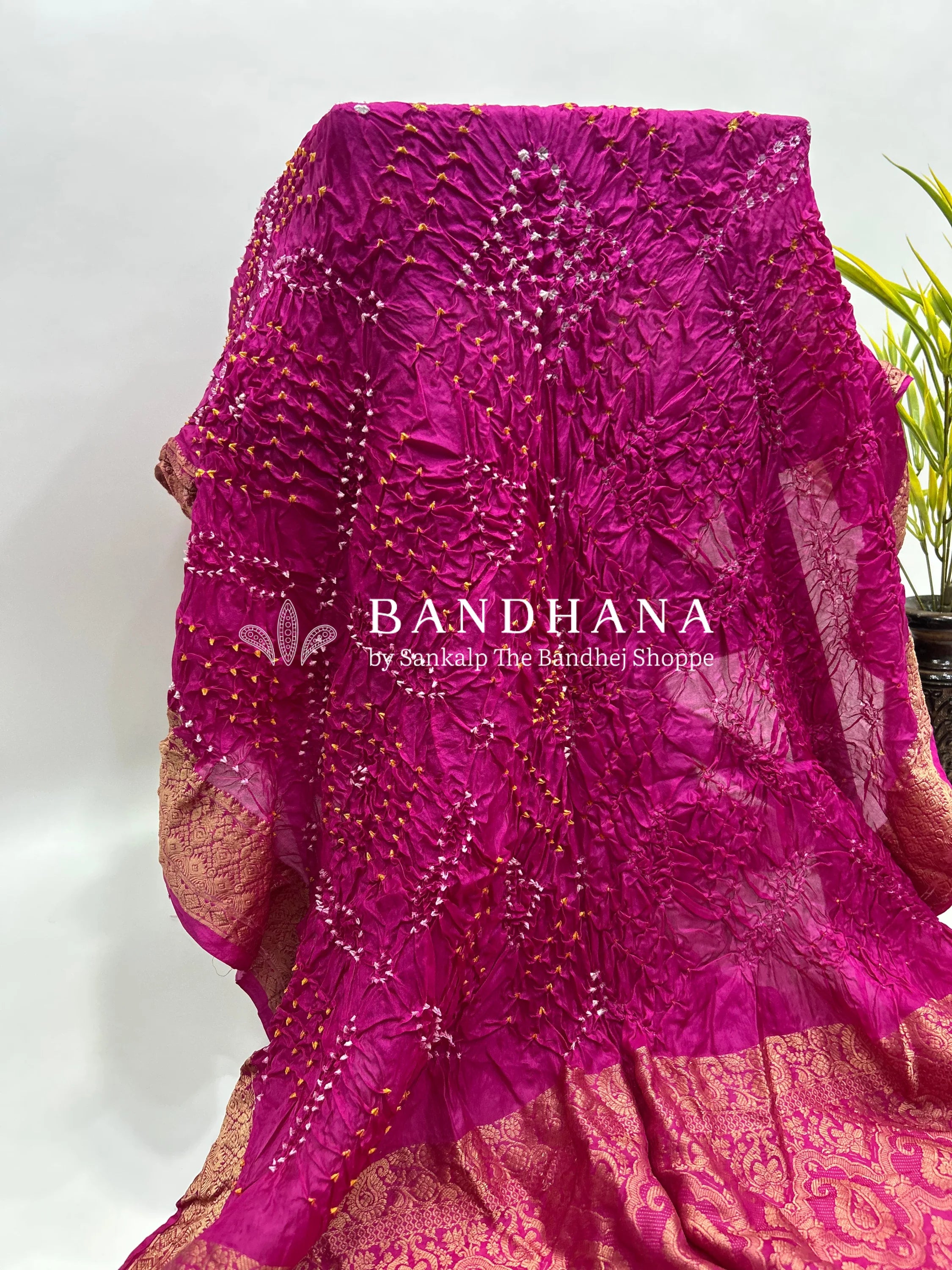 Rani Soft Silk Resham Palav Bandhani Saree magenta / Soft Silk Sarees