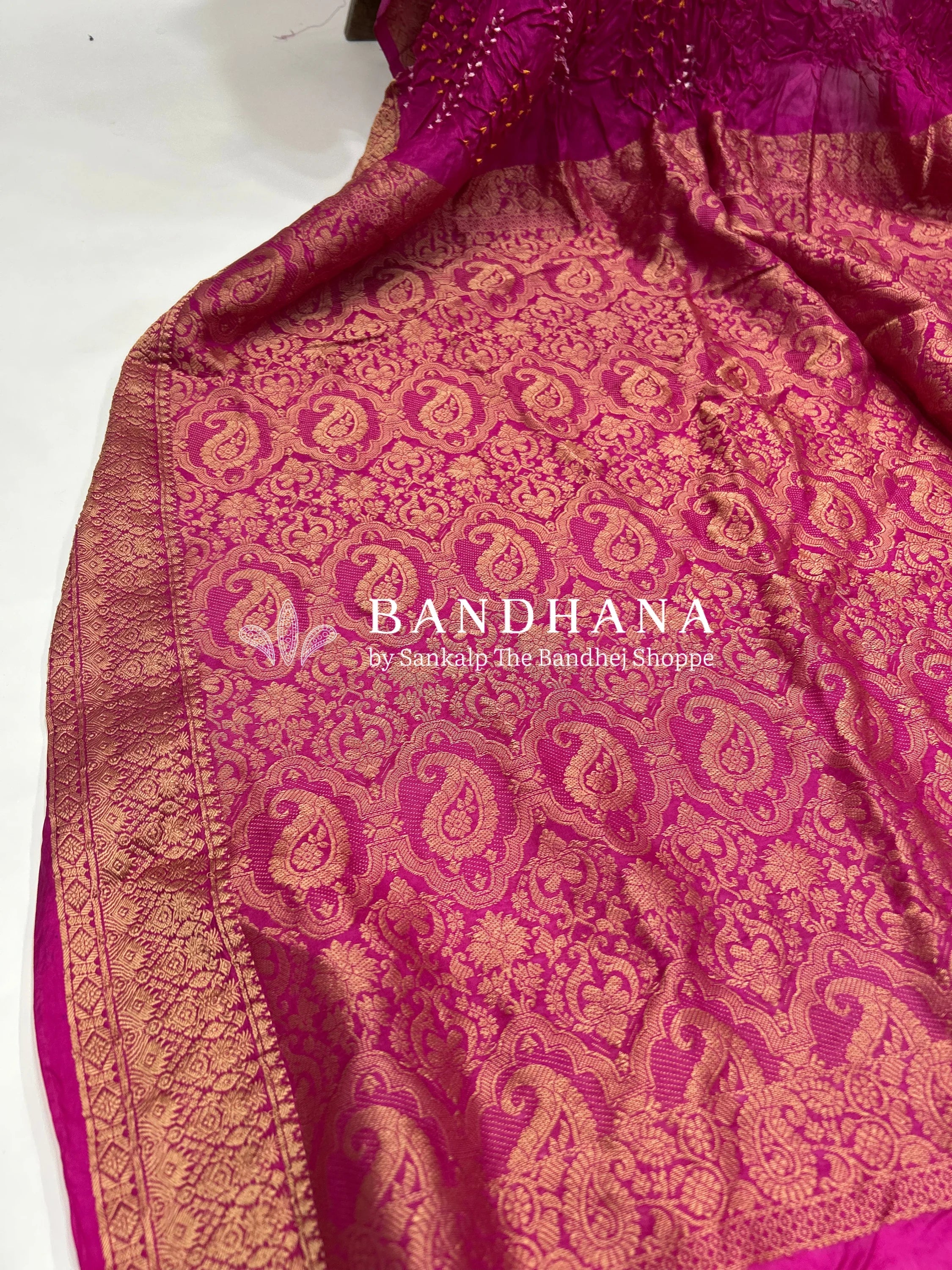 Rani Soft Silk Resham Palav Bandhani Saree magenta / Soft Silk Sarees