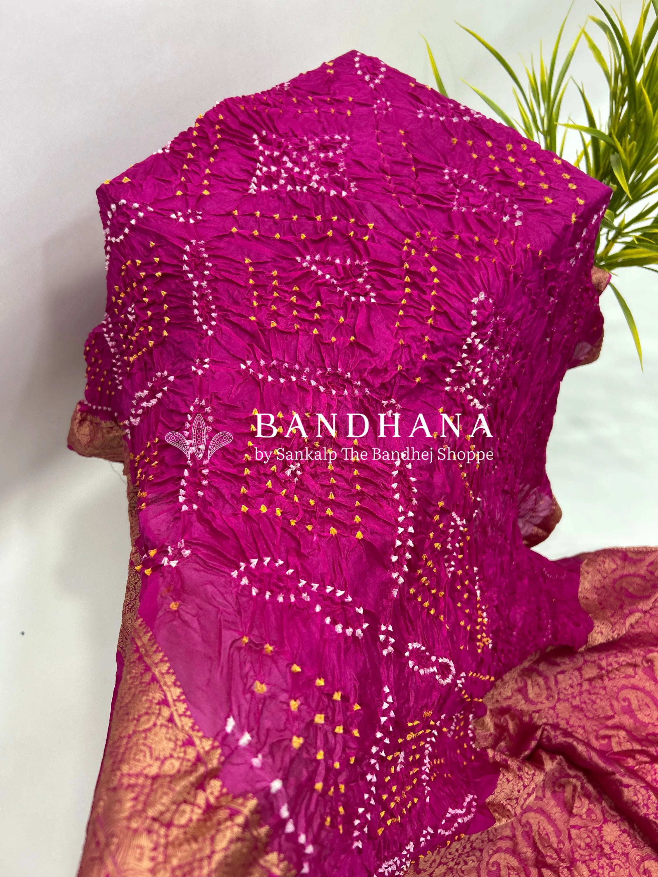 Rani Soft Silk Resham Palav Bandhani Saree magenta / Soft Silk Sarees