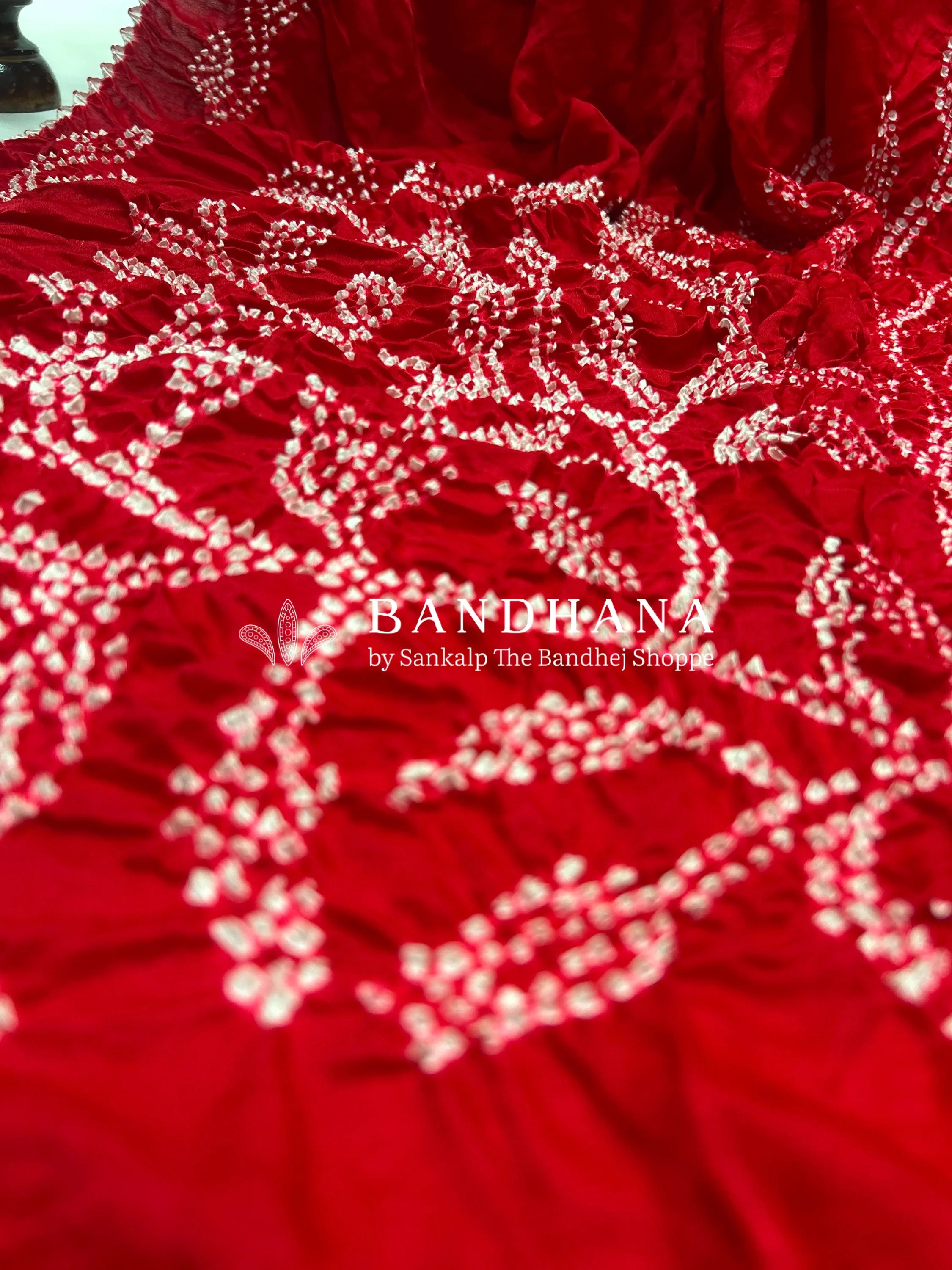 Red Gajji Designer Bandhani Saree red / Gajji Sarees