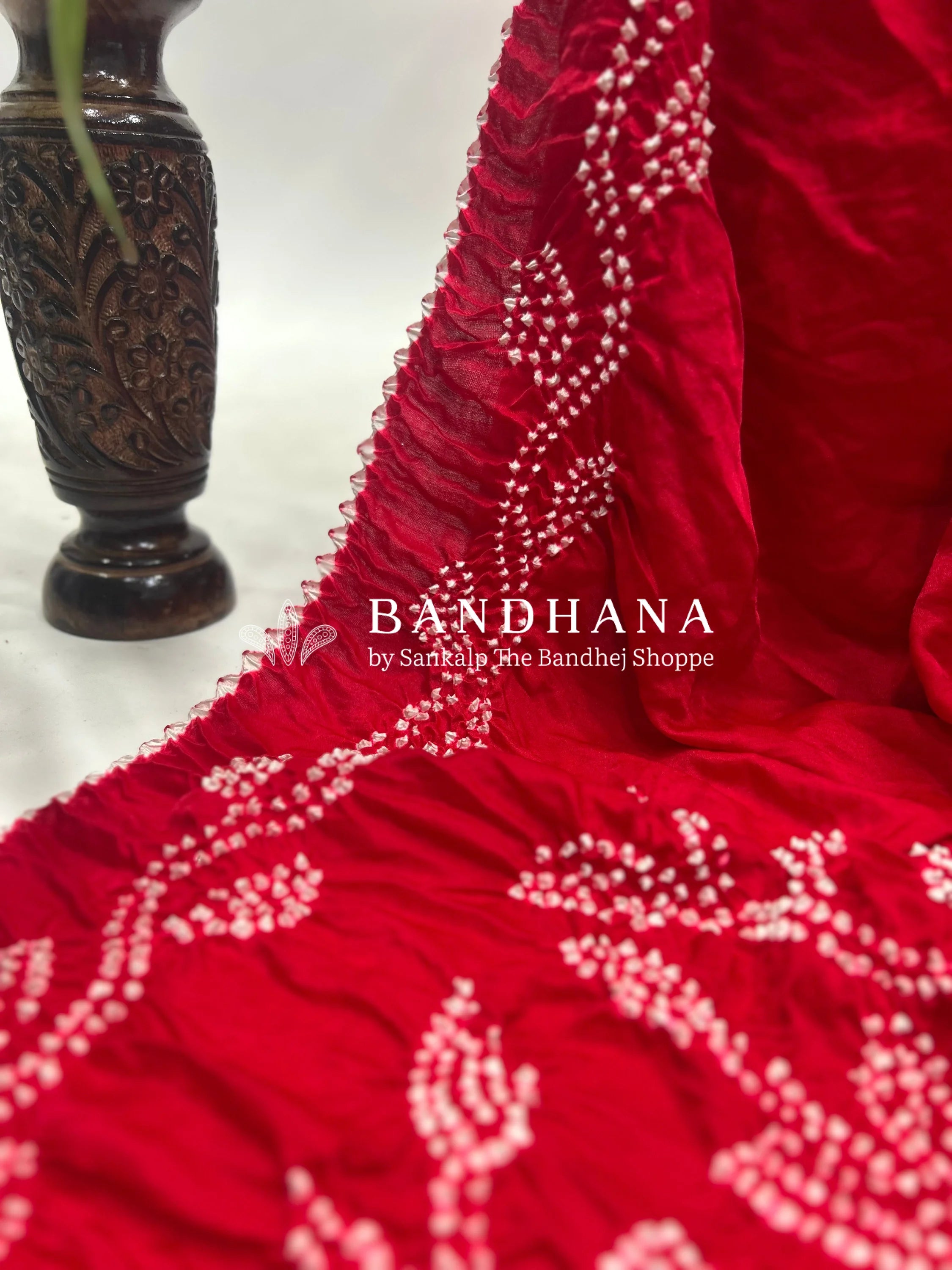 Red Gajji Designer Bandhani Saree red / Gajji Sarees