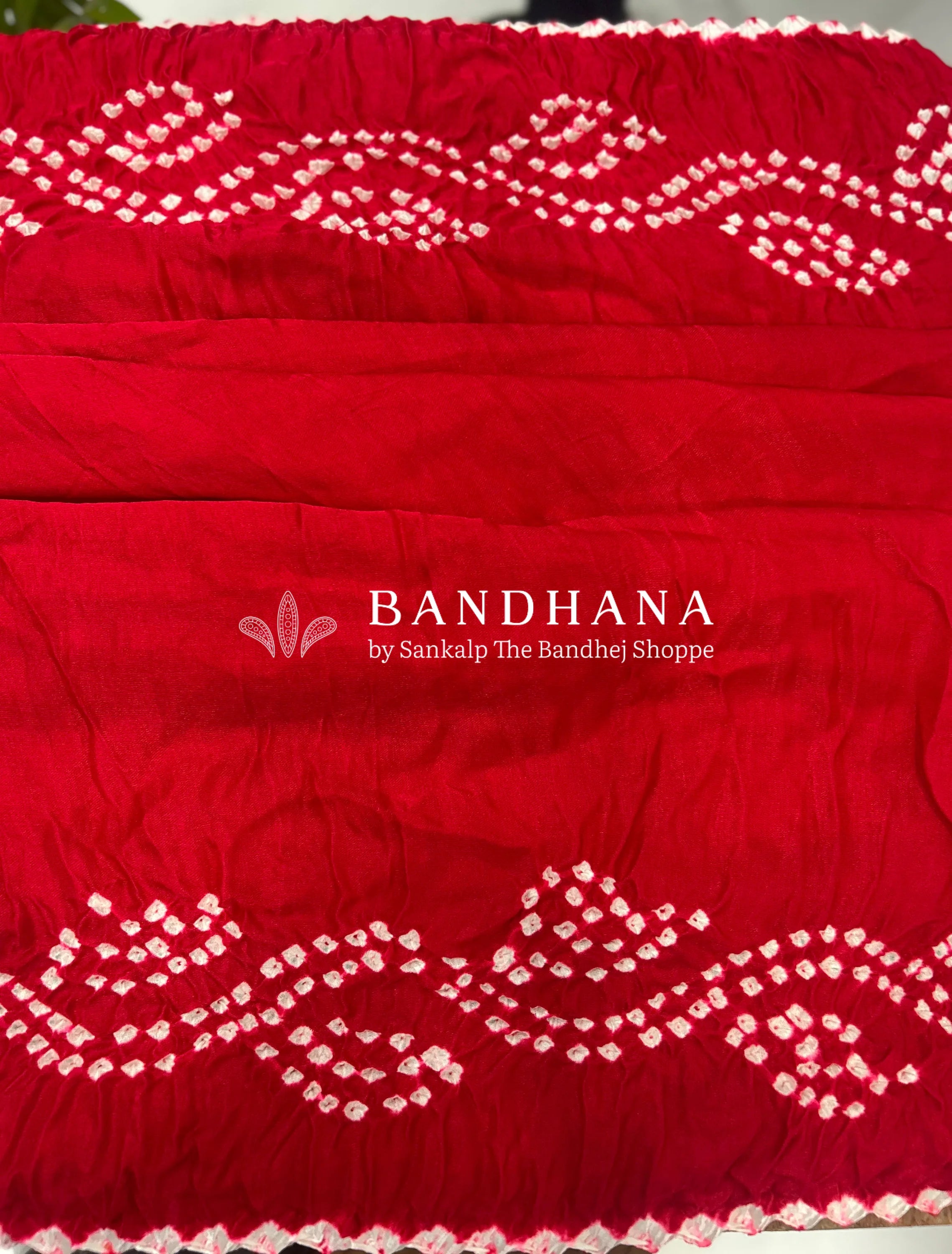 Red Gajji Designer Bandhani Saree red / Gajji Sarees