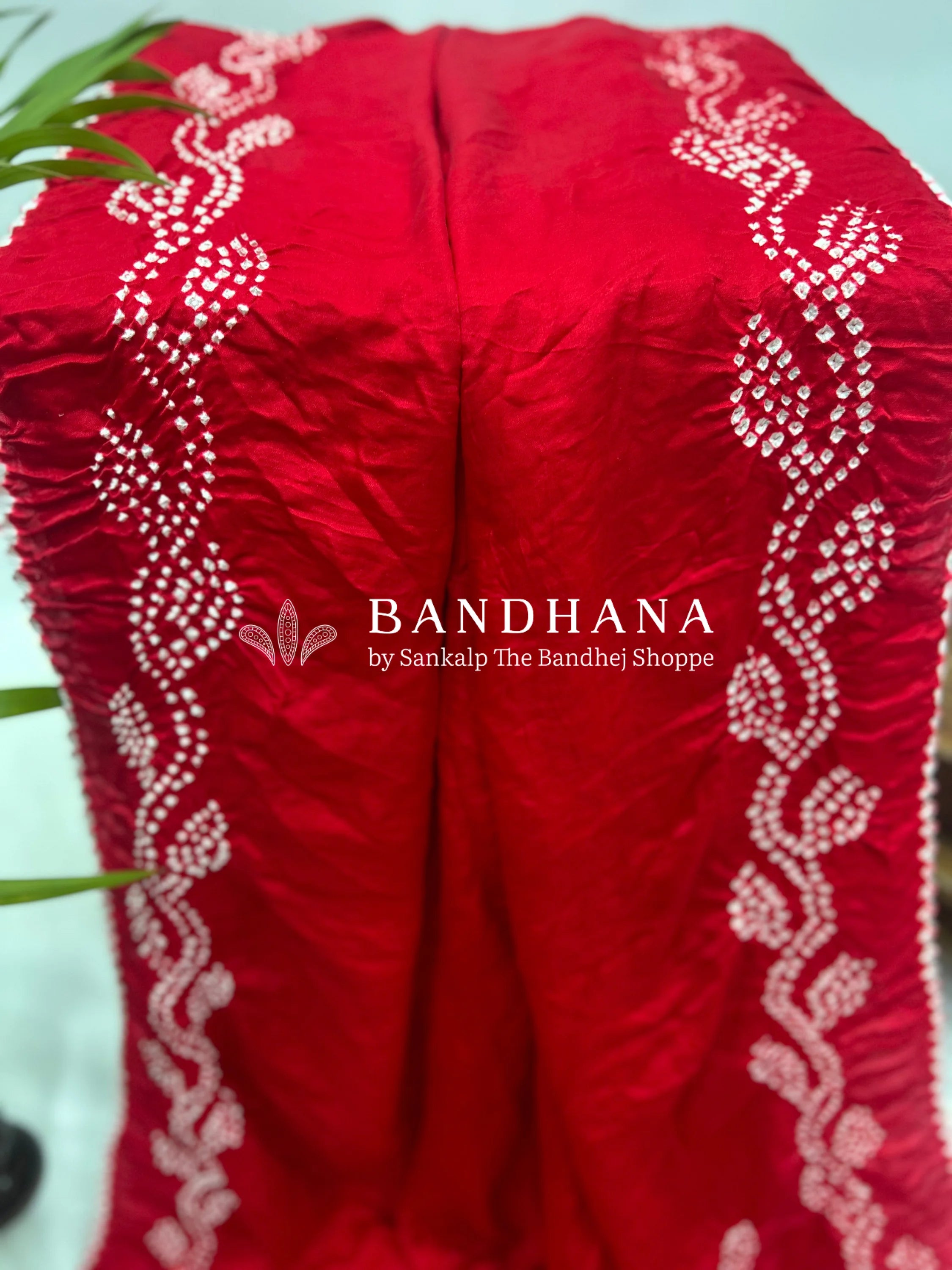 Red Gajji Designer Bandhani Saree red / Gajji Sarees
