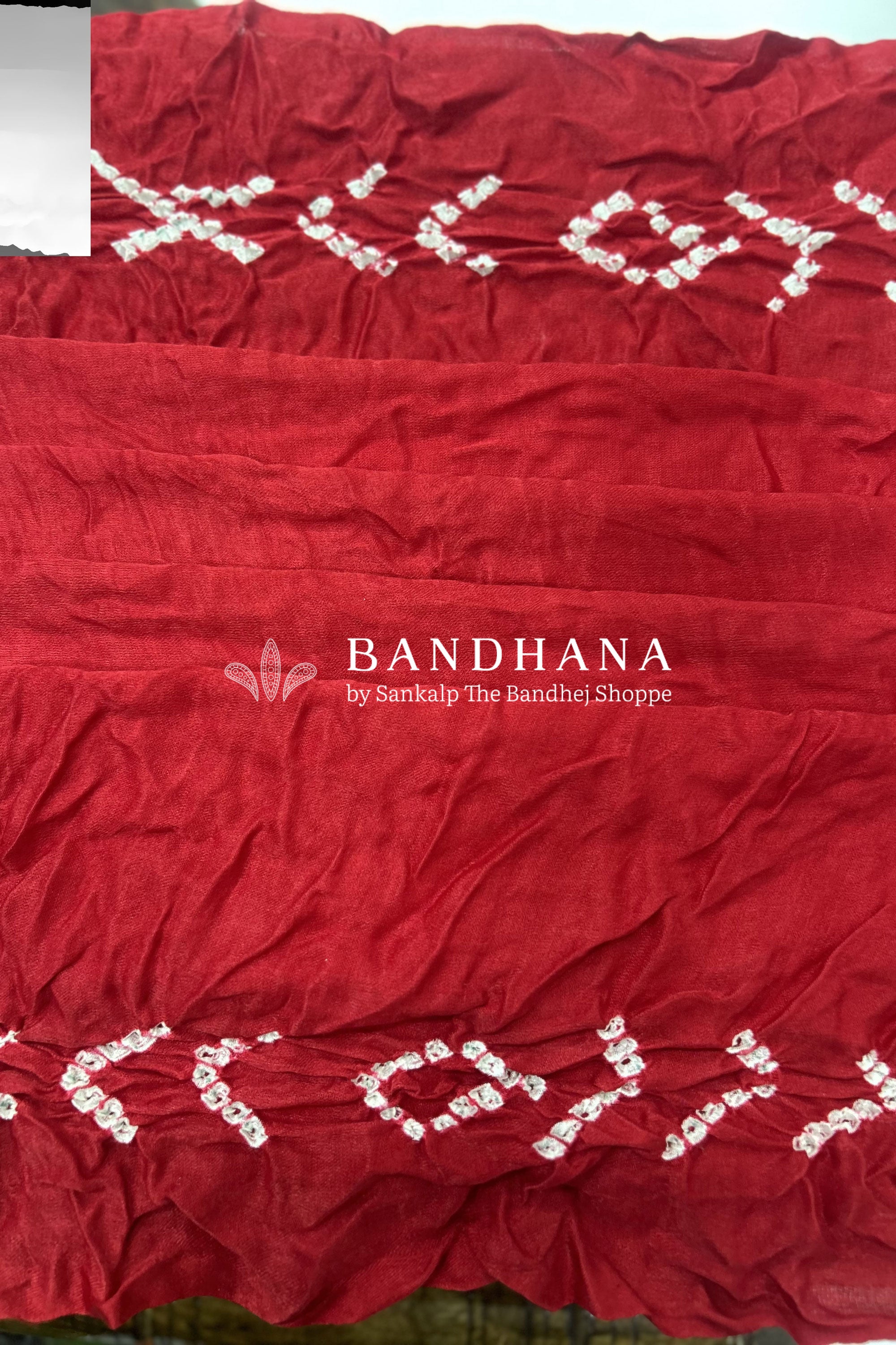 Red Gajji Garchola Bandhani Saree Sarees