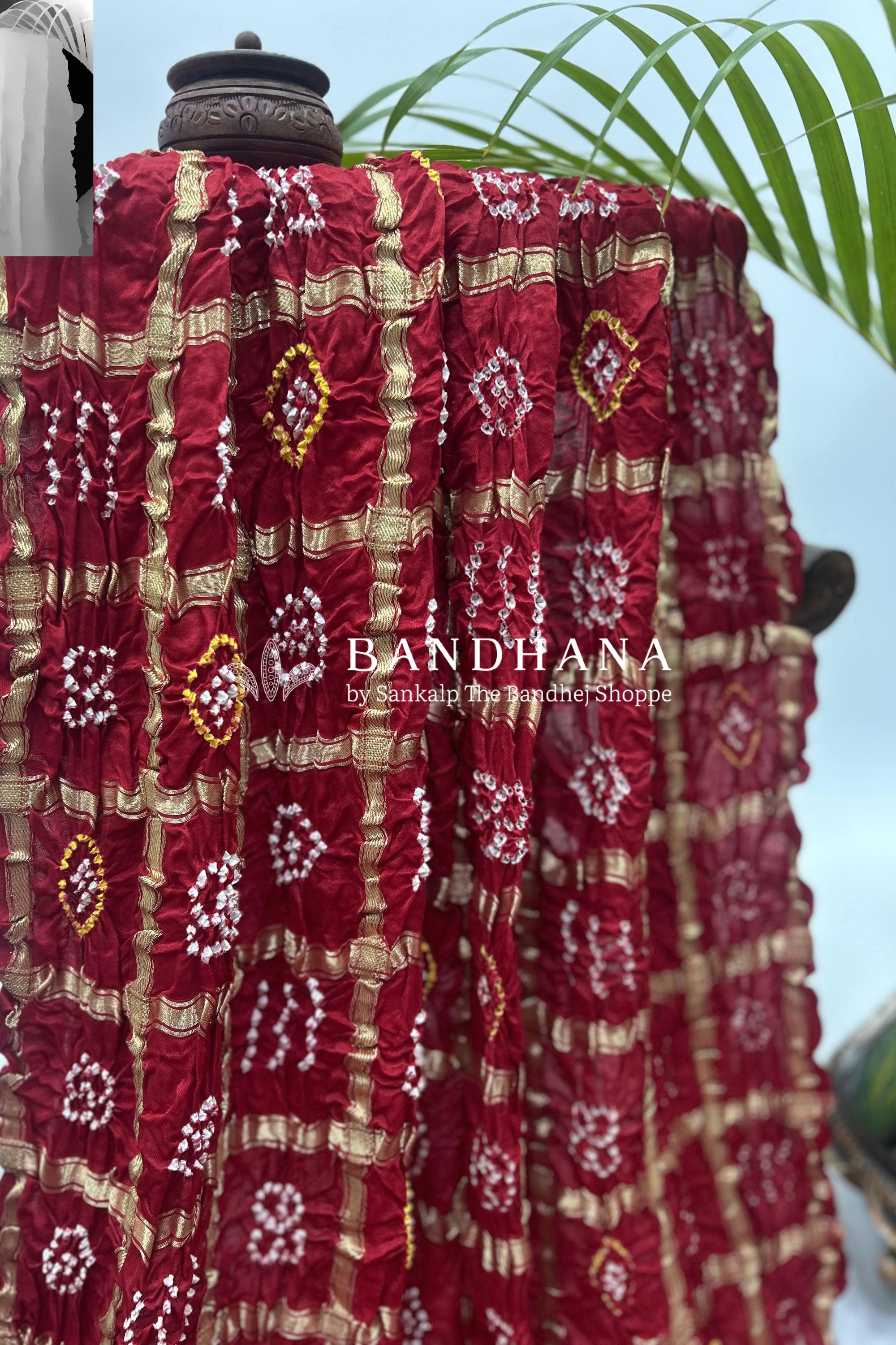 Red Gajji Garchola Bandhani Saree Sarees