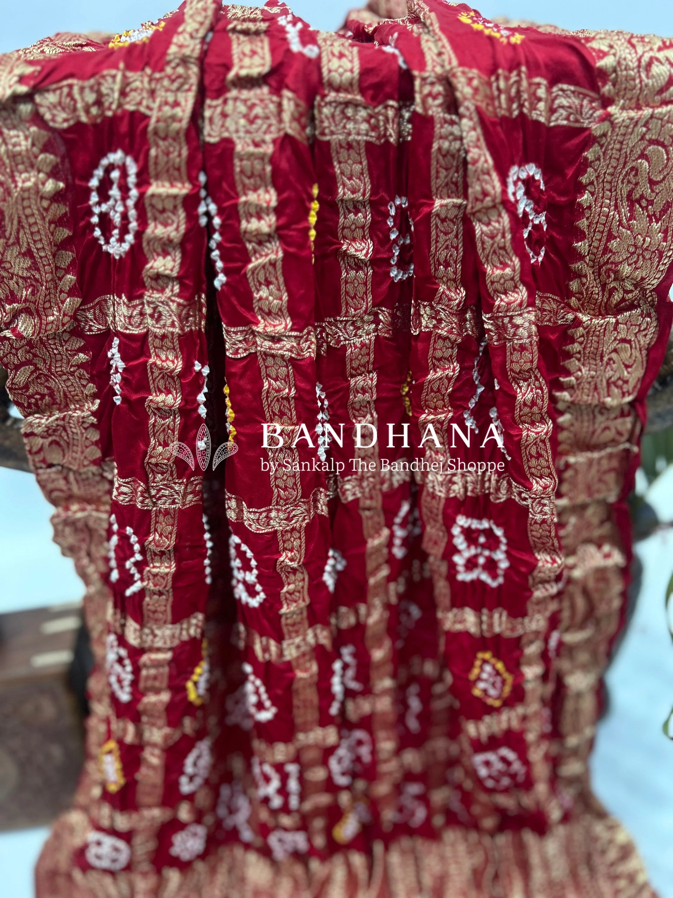Red Gajji Nakshi Gharchola Bandhani Saree red / Gajji Sarees