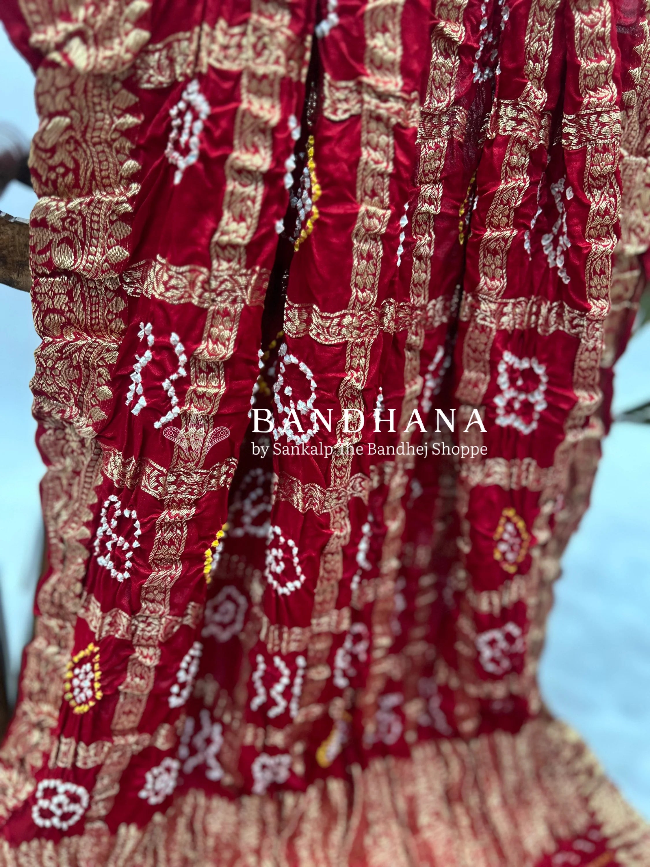 Red Gajji Nakshi Gharchola Bandhani Saree red / Gajji Sarees