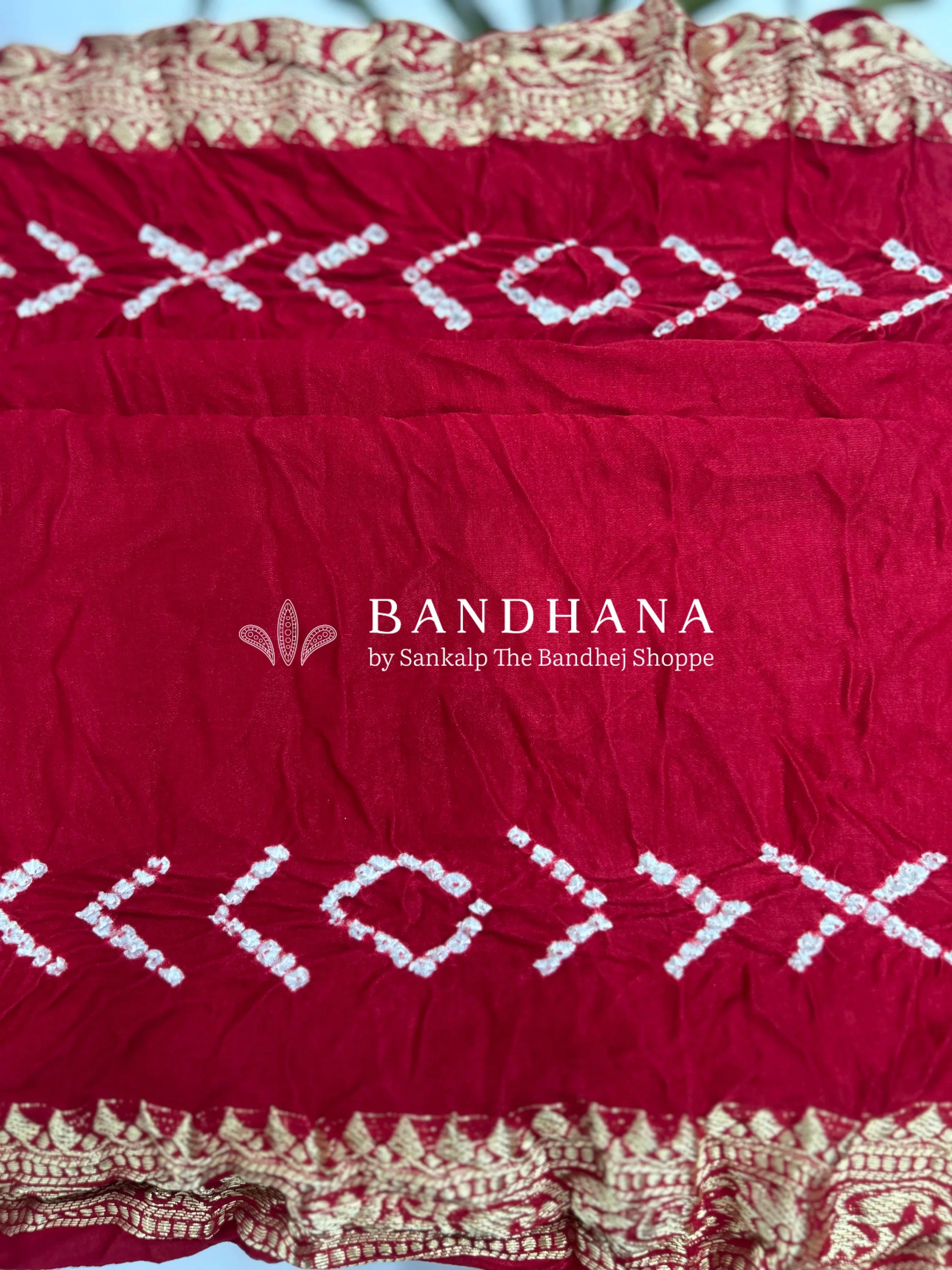 Red Gajji Nakshi Gharchola Bandhani Saree red / Gajji Sarees