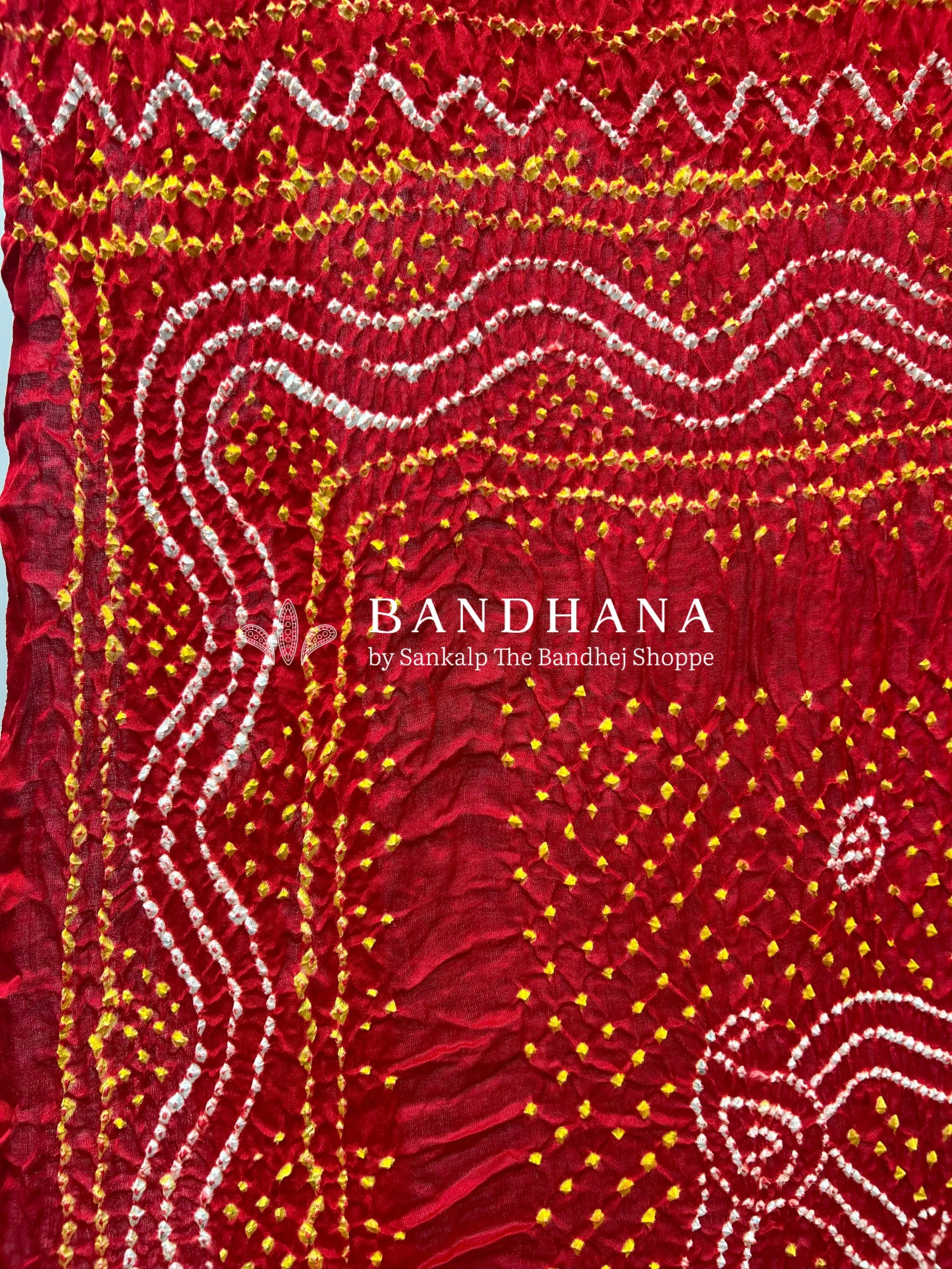 Red Gajji Silk Chandrakani Dupatta Dupattas