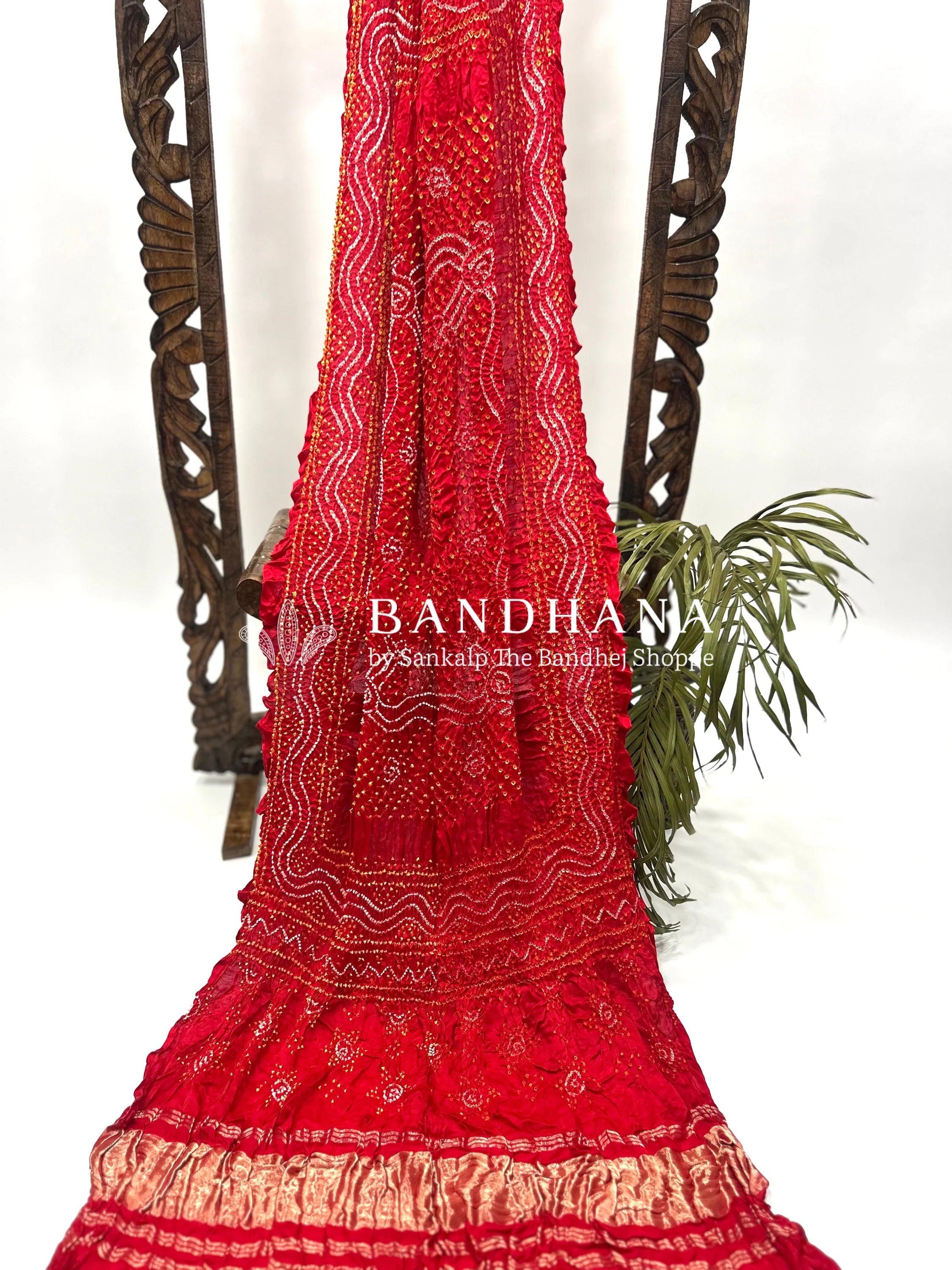 Red Gajji Silk Chandrakani Dupatta Dupattas