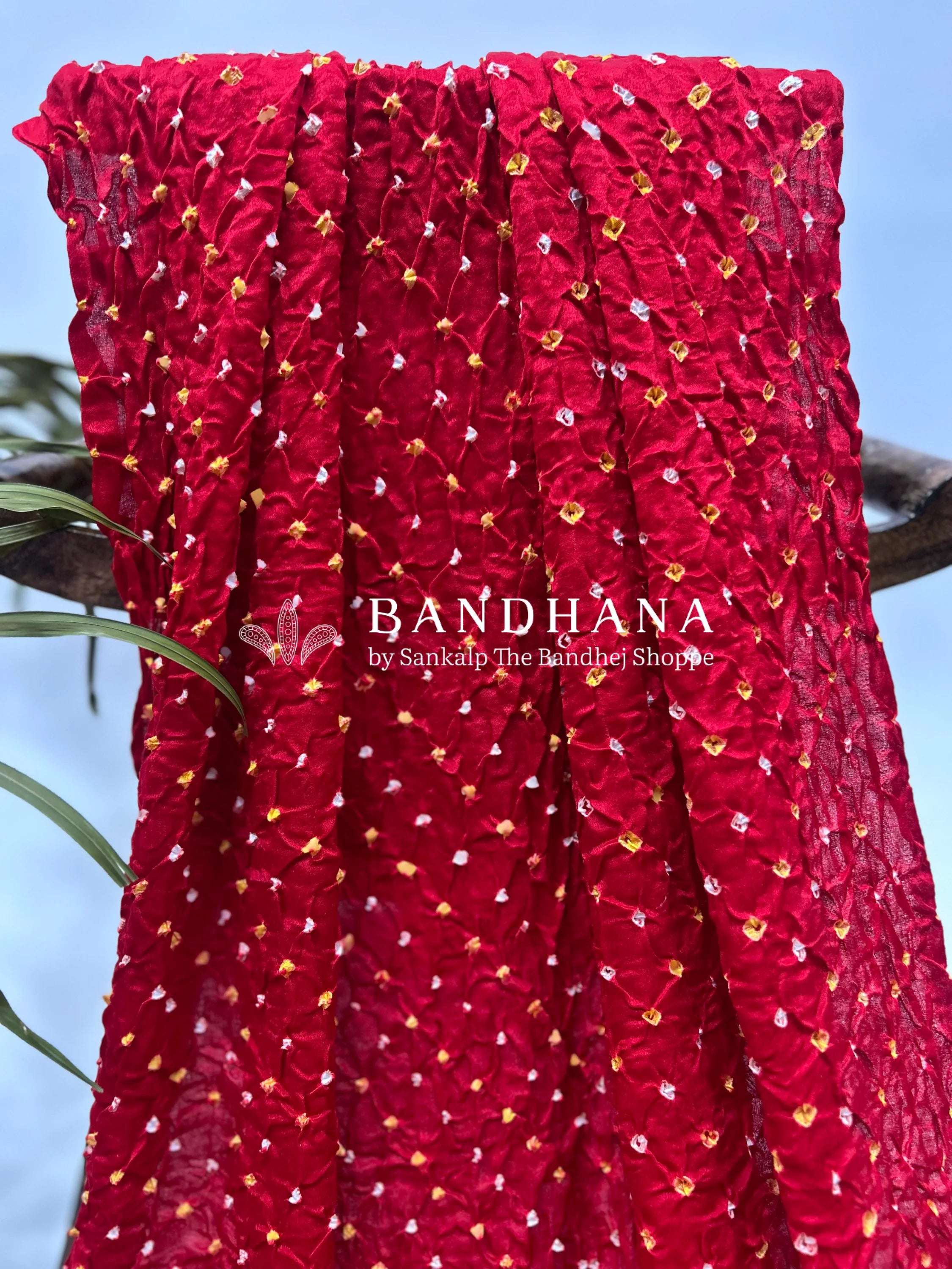Red Gajji Silk Single Dot Bandhani Dupatta Dupattas