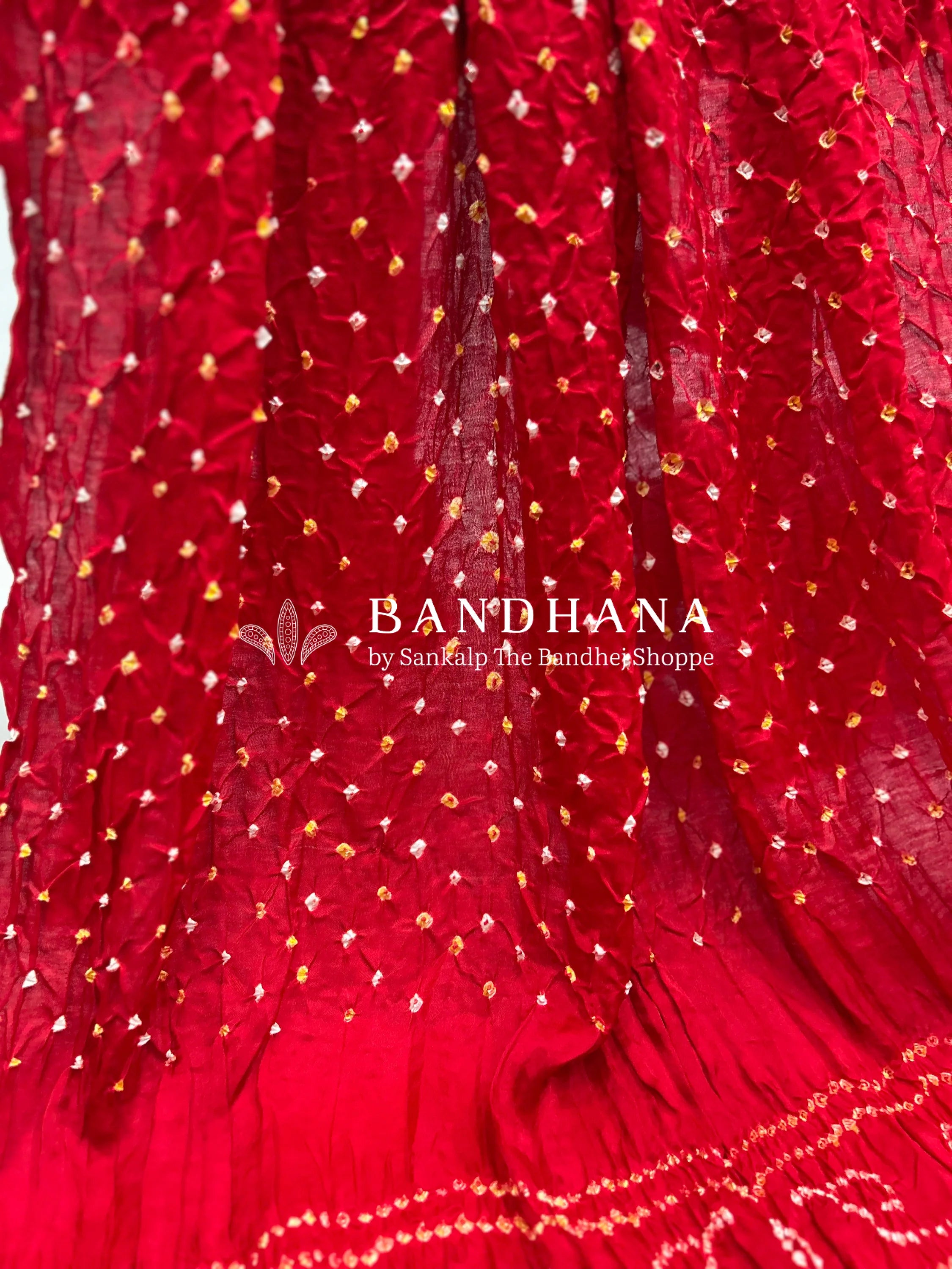 Red Gajji Silk Single Dot Bandhani Saree red / Gajji Silk Sarees