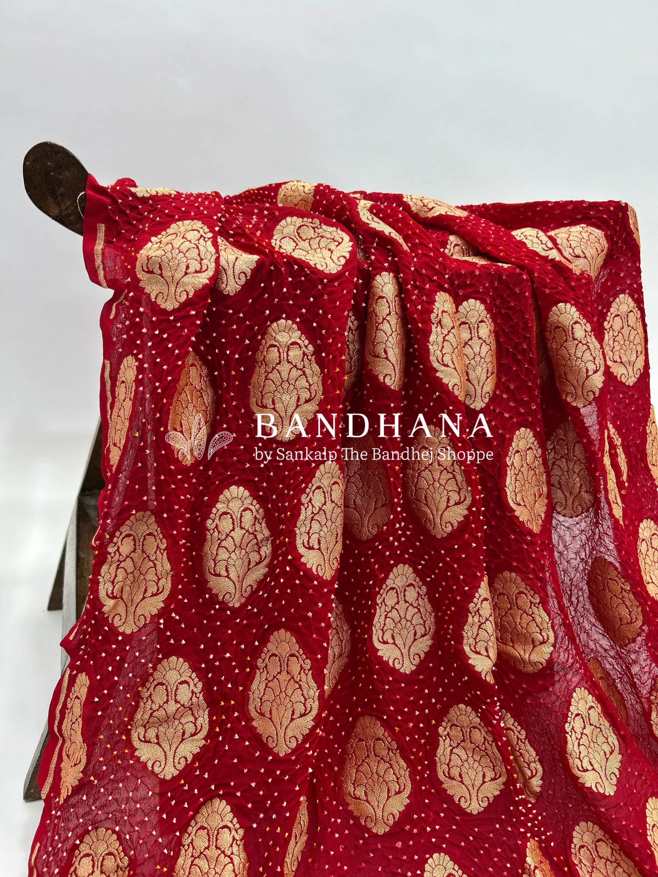 Red Georgette Banarasi Bandhani Kurti Material red / Georgette Dresses