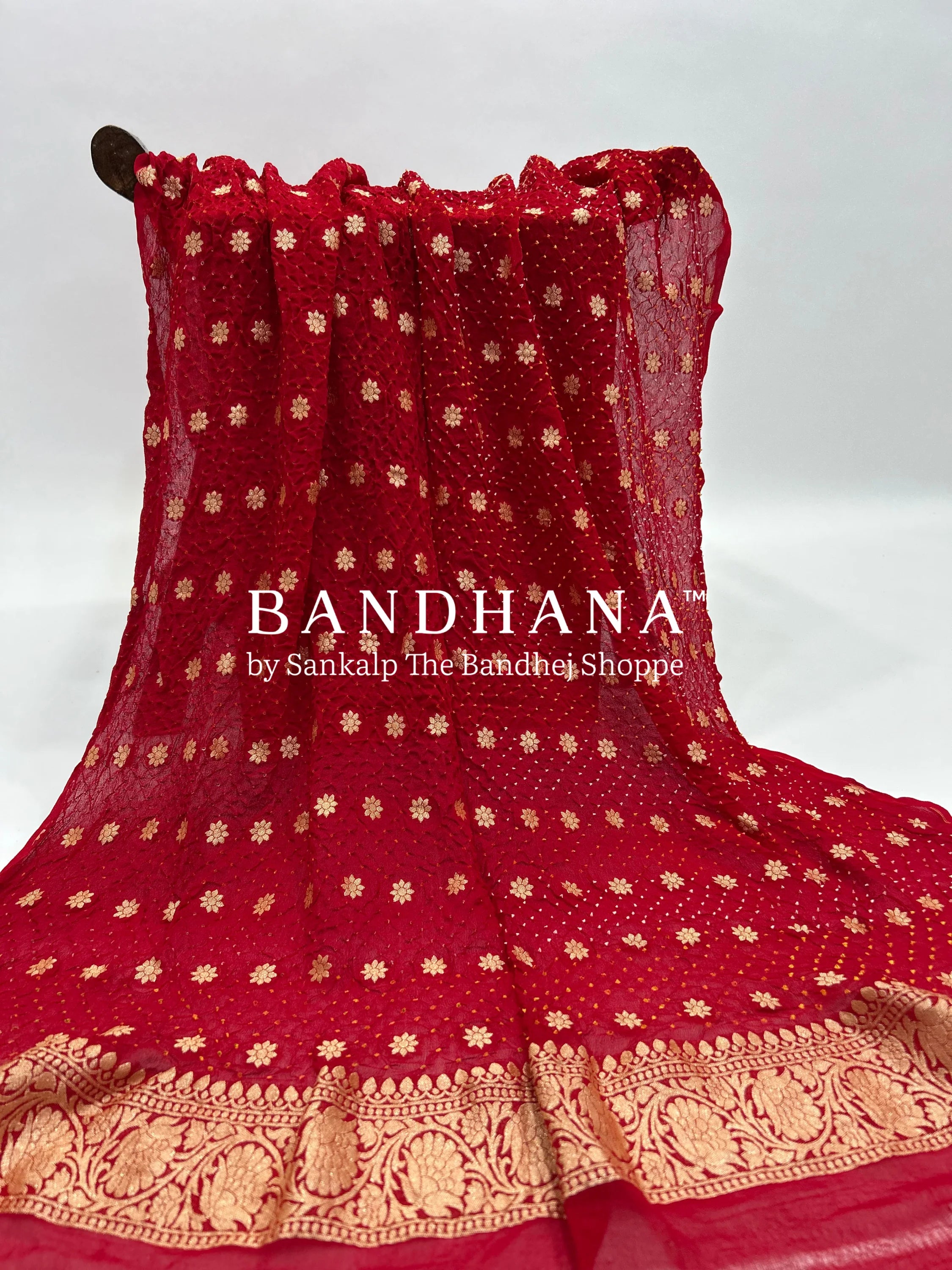 Red Georgette Banarasi Bandhani Kurti Material red / Georgette Dresses