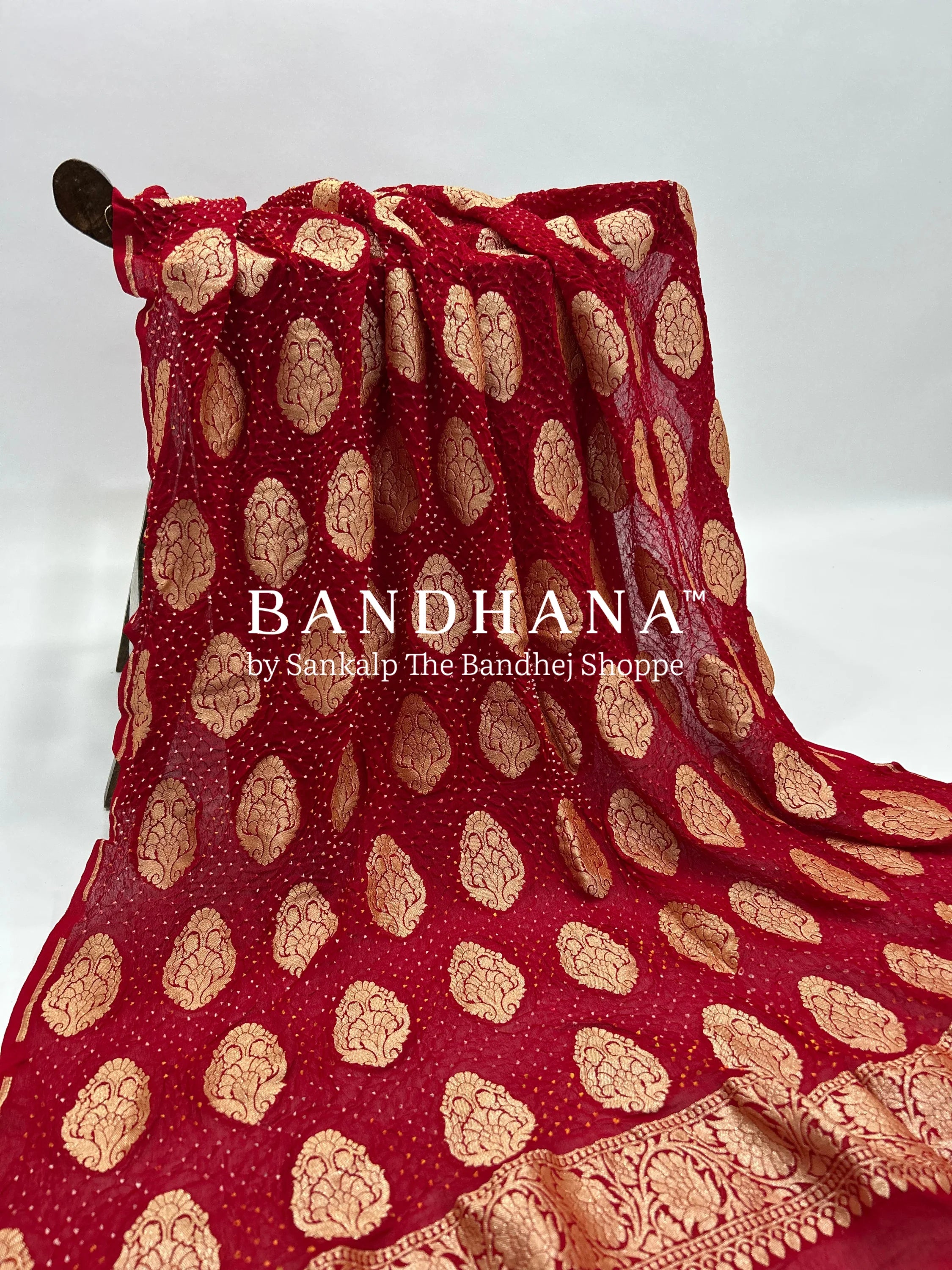 Red Georgette Banarasi Bandhani Kurti Material red / Georgette Dresses