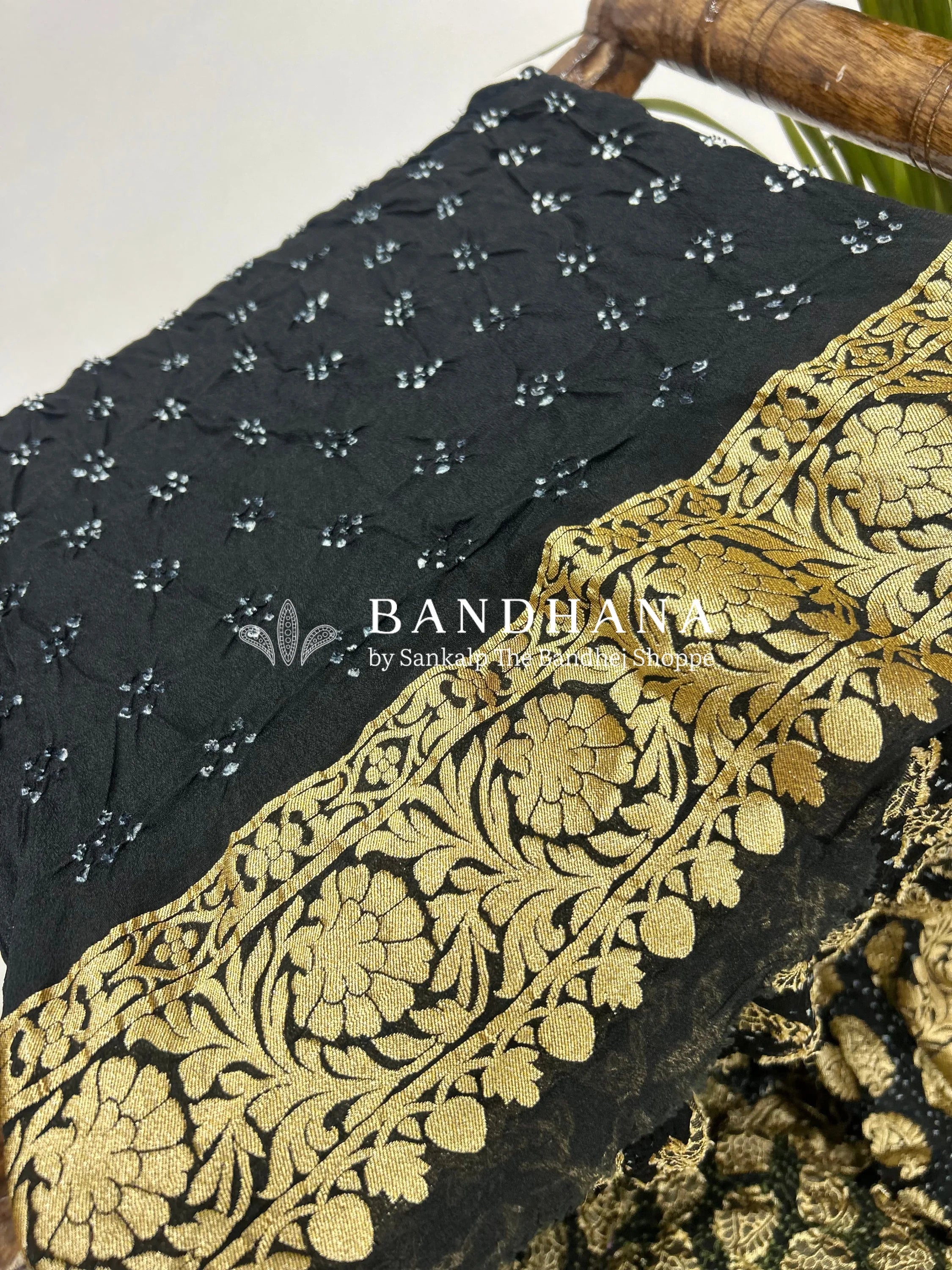 Regal Black Bandhani Banarasi Saree Sarees