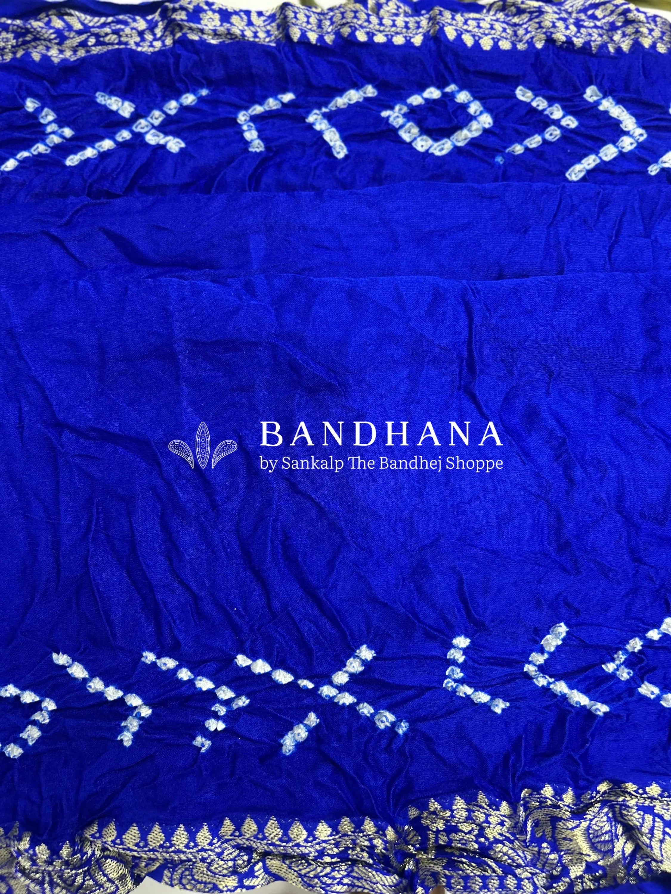 Royal Blue Gajji Nakshi Gharchola Bandhani Saree blue / Gajji Sarees