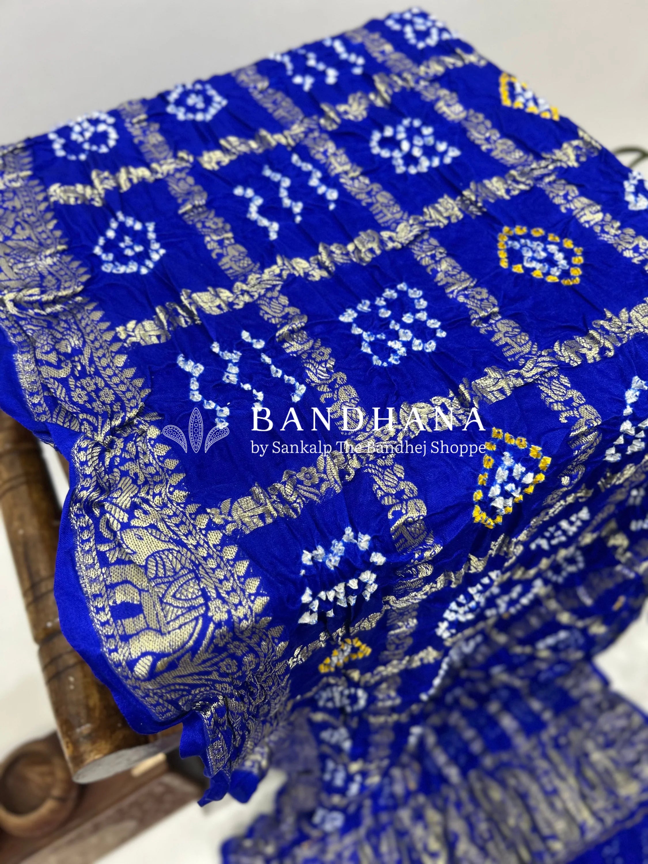 Royal Blue Gajji Nakshi Gharchola Bandhani Saree blue / Gajji Sarees