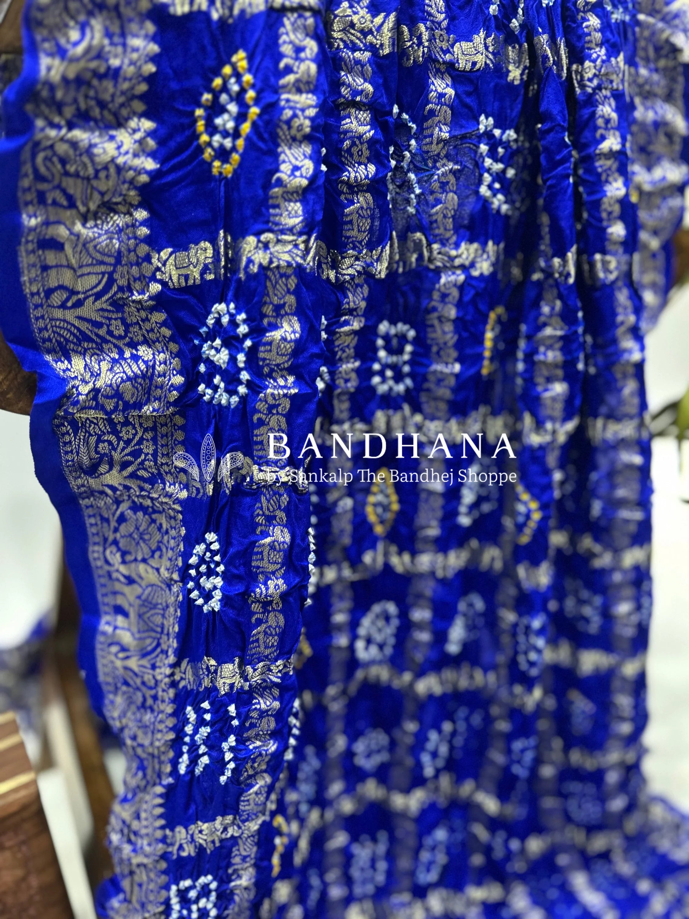 Royal Blue Gajji Nakshi Gharchola Bandhani Saree blue / Gajji Sarees