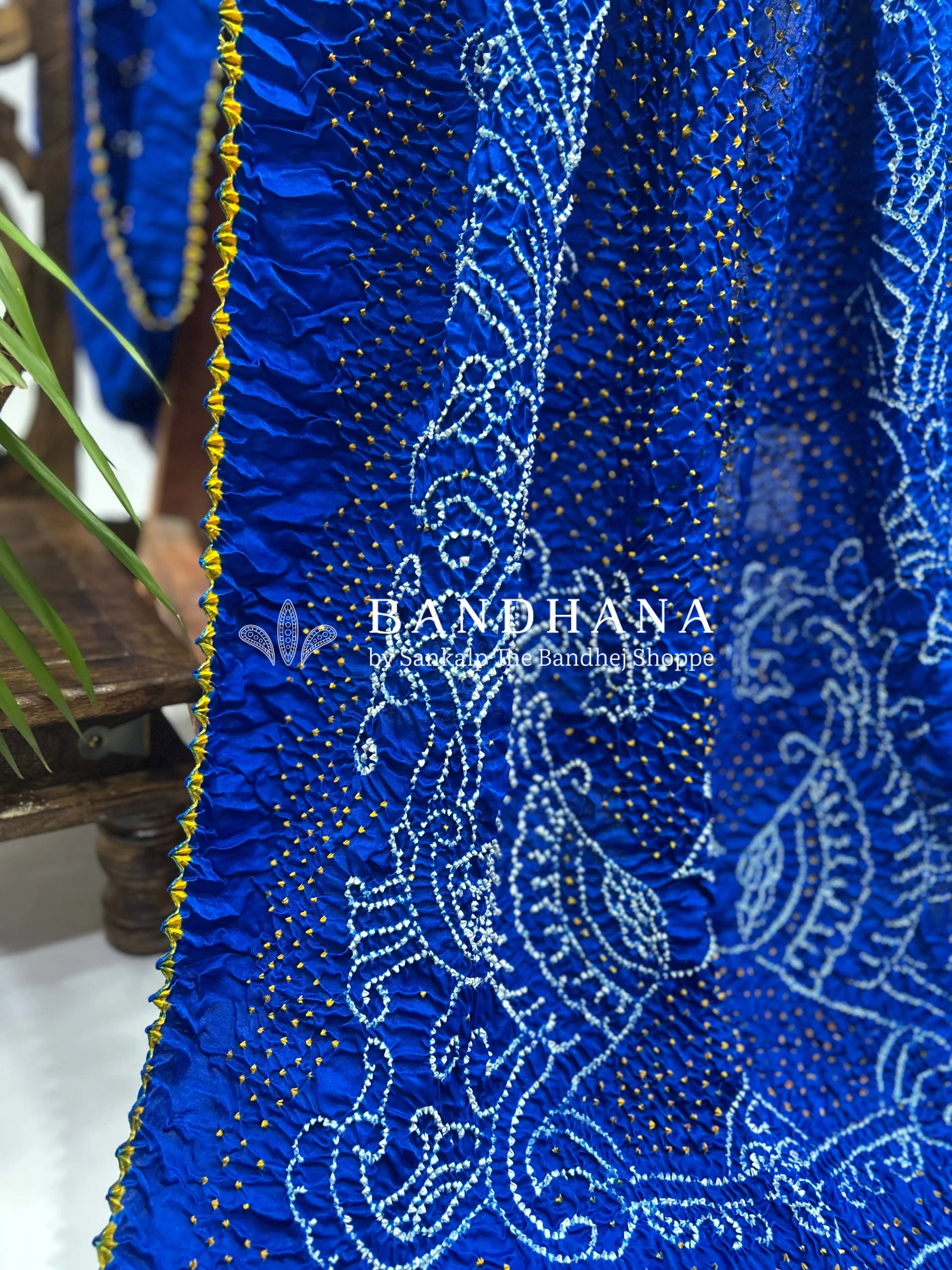 Royal Blue Mor Palav Gajji Designer Bandhani Saree Sarees