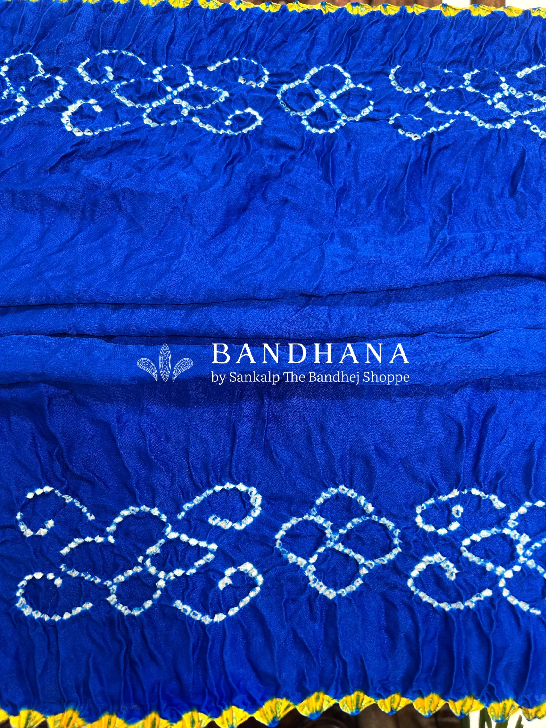 Royal Blue Mor Palav Gajji Designer Bandhani Saree Sarees