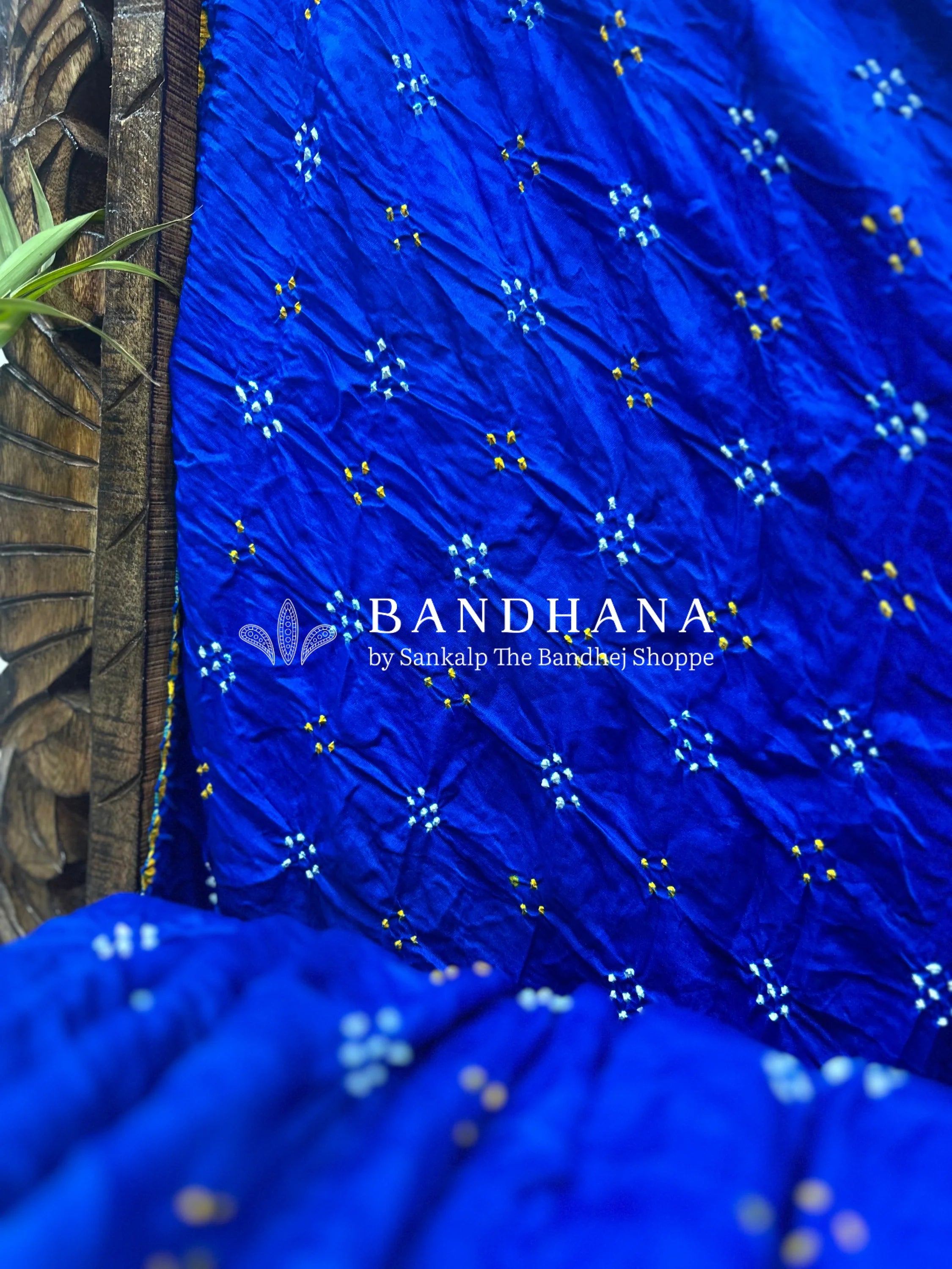 Royal Blue Mor Palav Gajji Designer Bandhani Saree Sarees