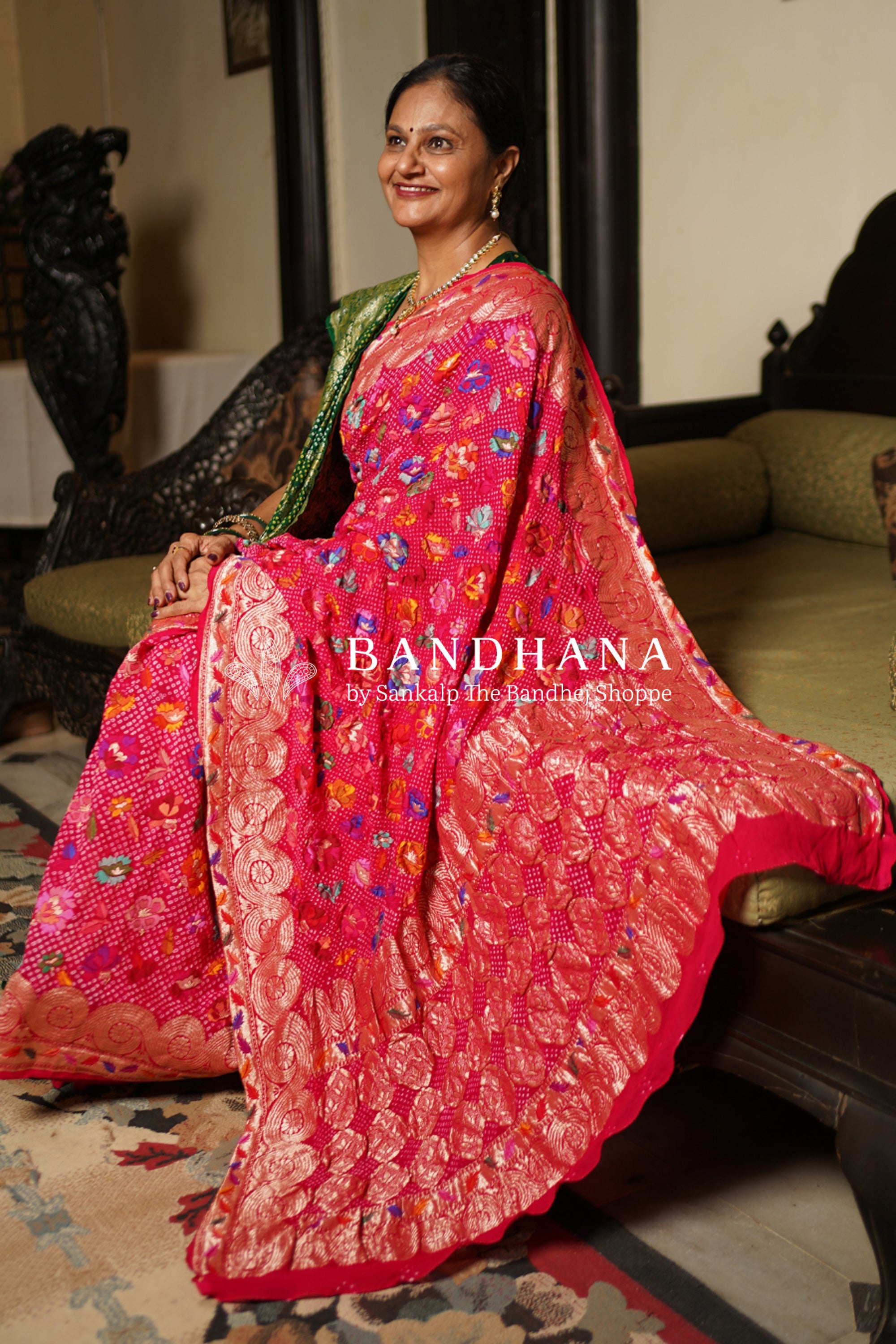 Strawberry Pink Georgette Banarasi Minakari Handloom Saree Sarees