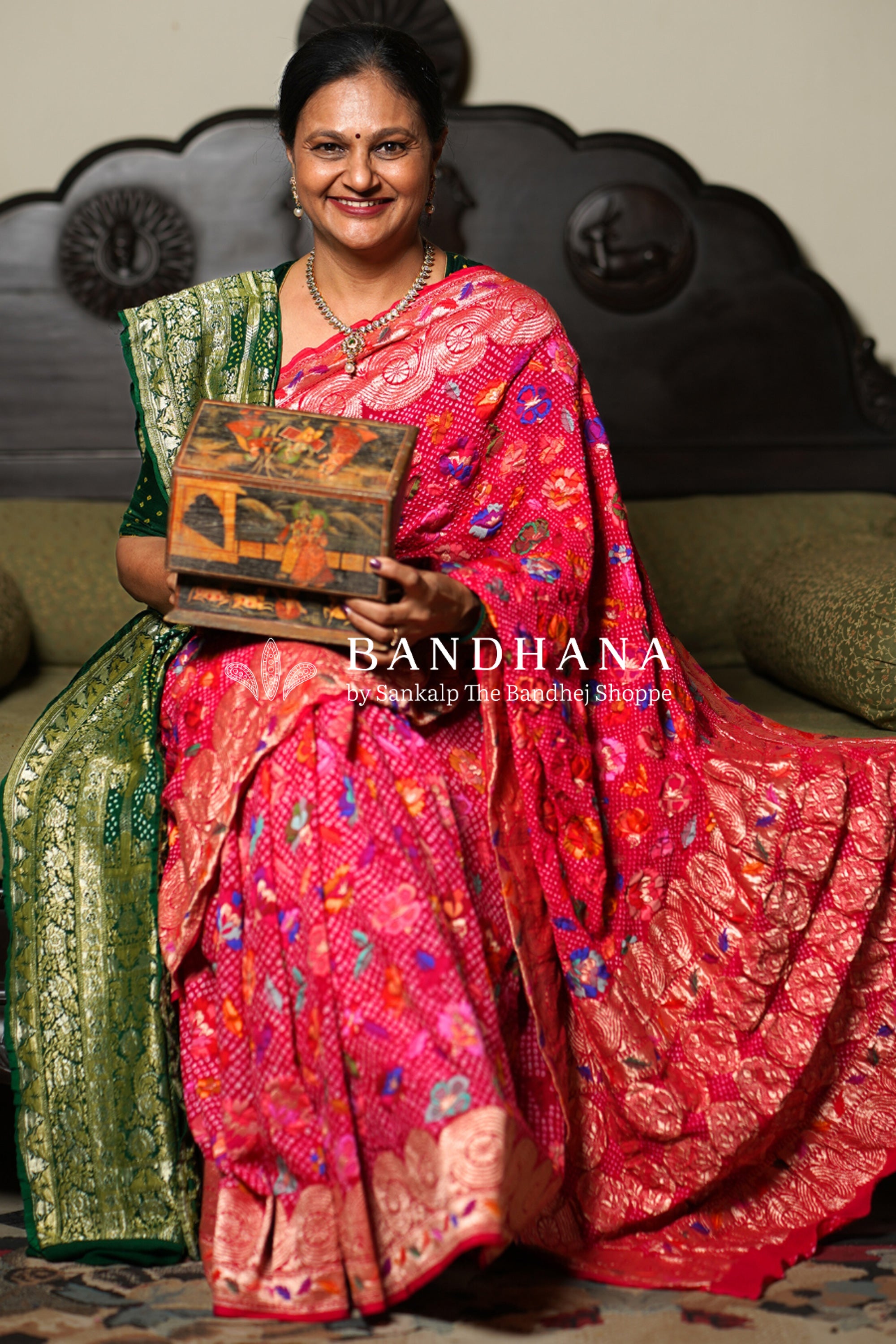 Strawberry Pink Georgette Banarasi Minakari Handloom Saree Sarees