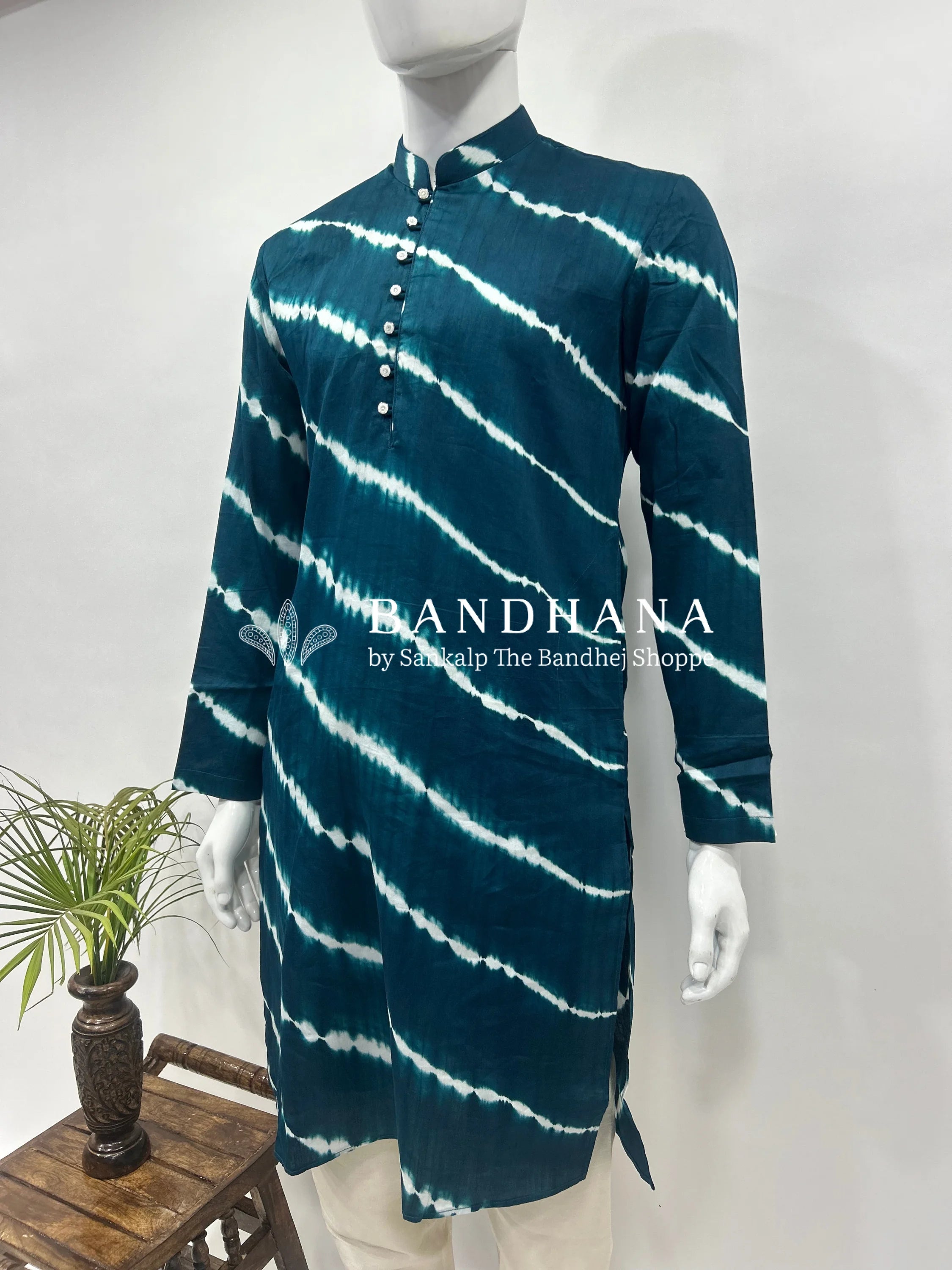 Till Green Cotton Satin Men’s Kurta