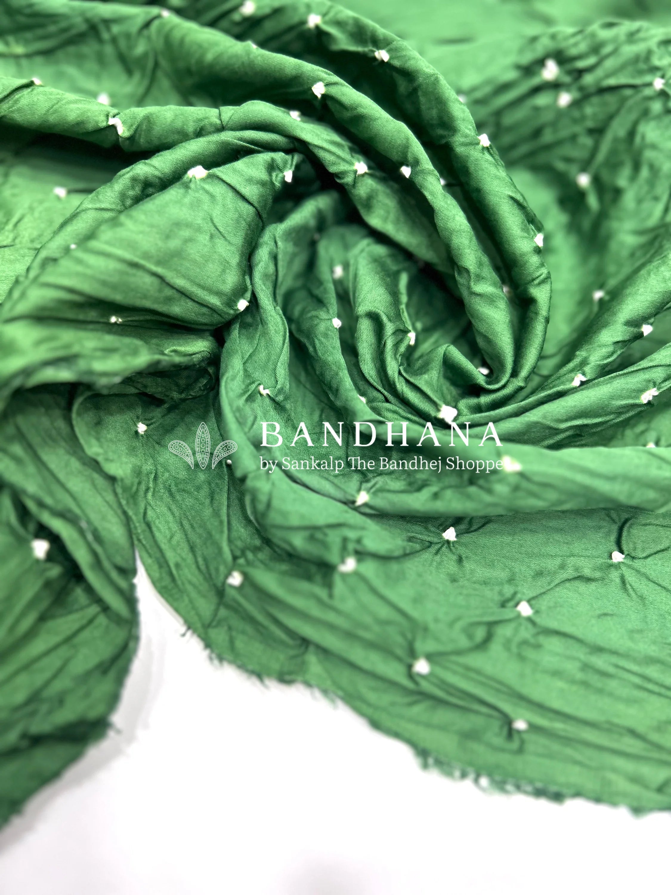 White-Mehendi Green Cotton Pennal Bandhani Dress Material olivedrab / Cotton Dresses