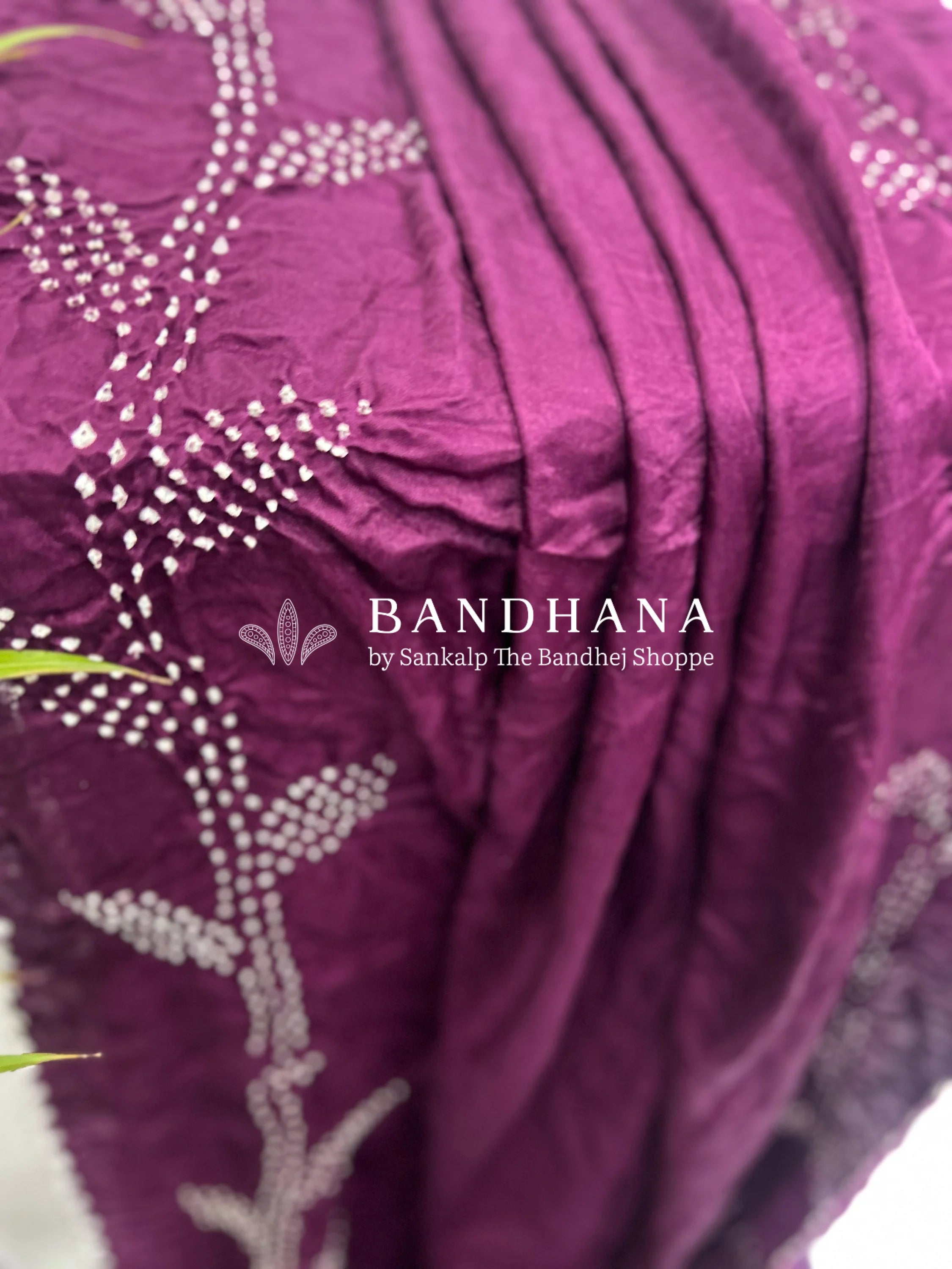Wine Gajji Designer Bandhani Saree Sarees
