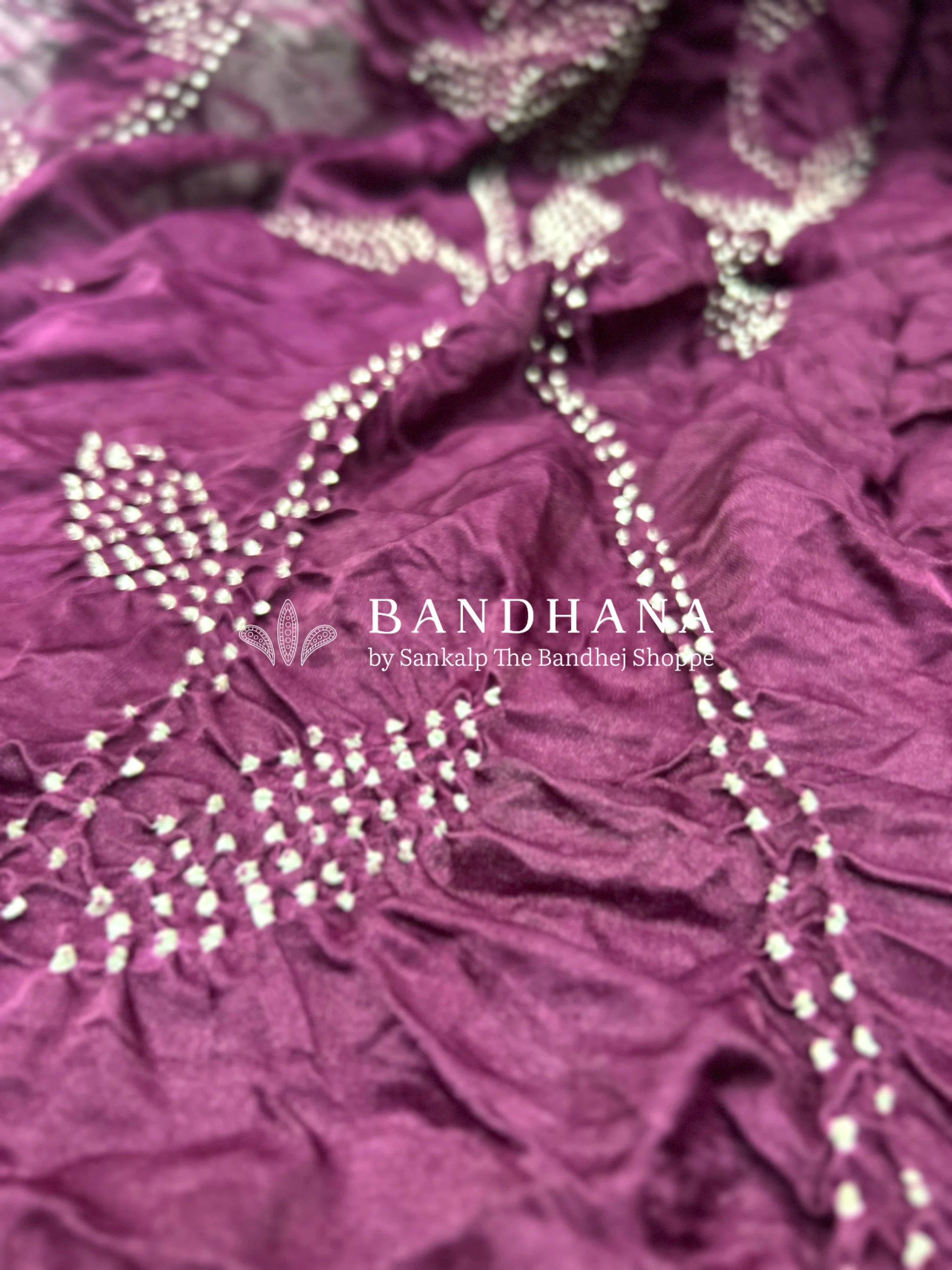 Wine Gajji Designer Bandhani Saree Sarees