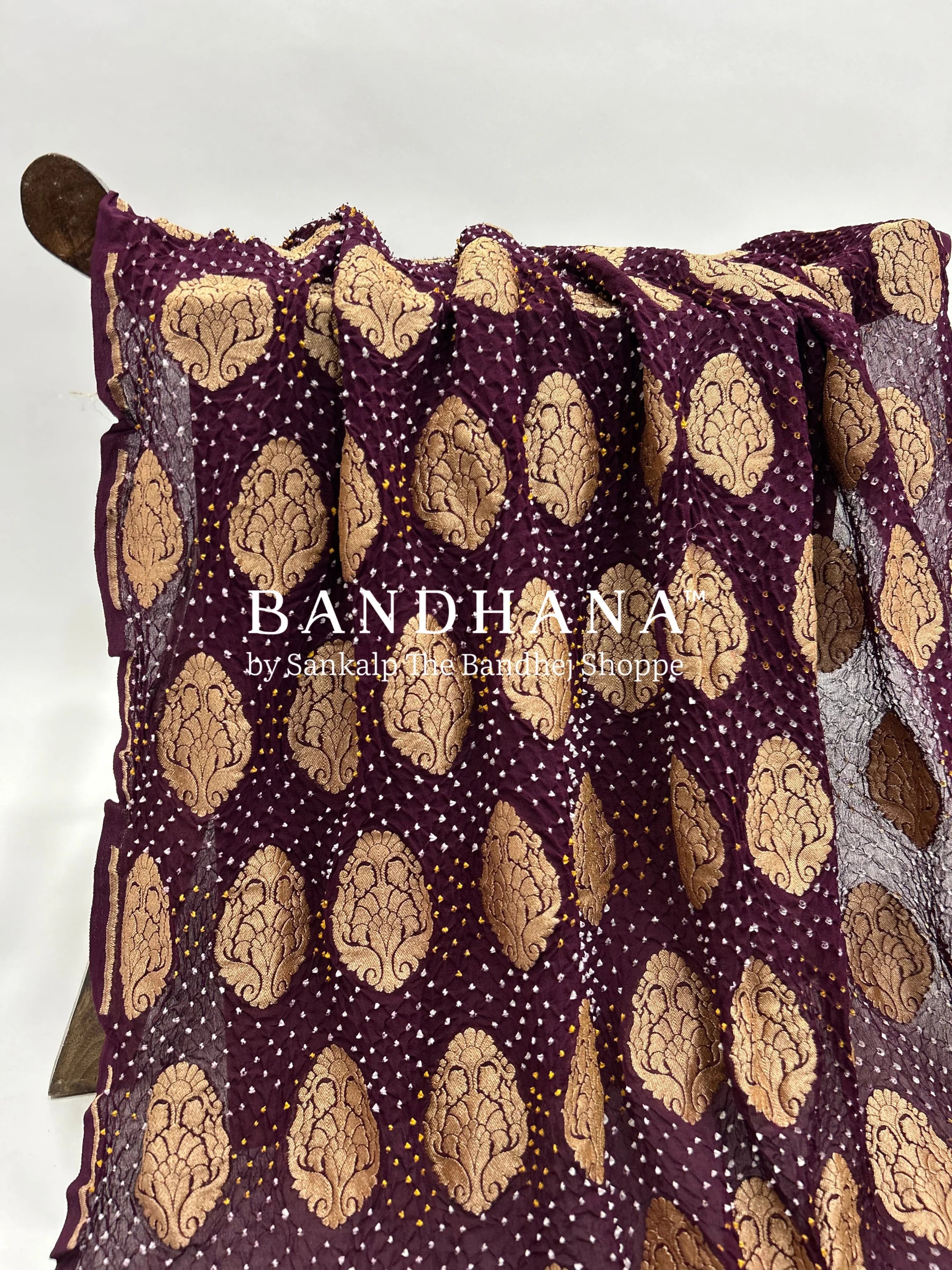 Wine Georgette Banarasi Bandhani Kurti Material darkred / Georgette Dresses