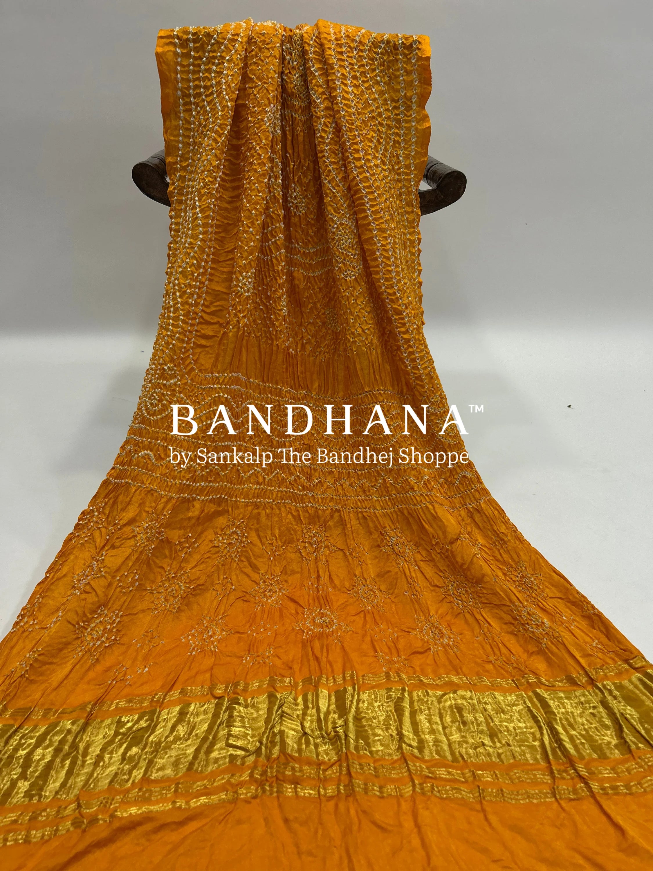Yellow Gajji Silk Chandrakani Dupatta darkorange / Gajji Silk Dupattas