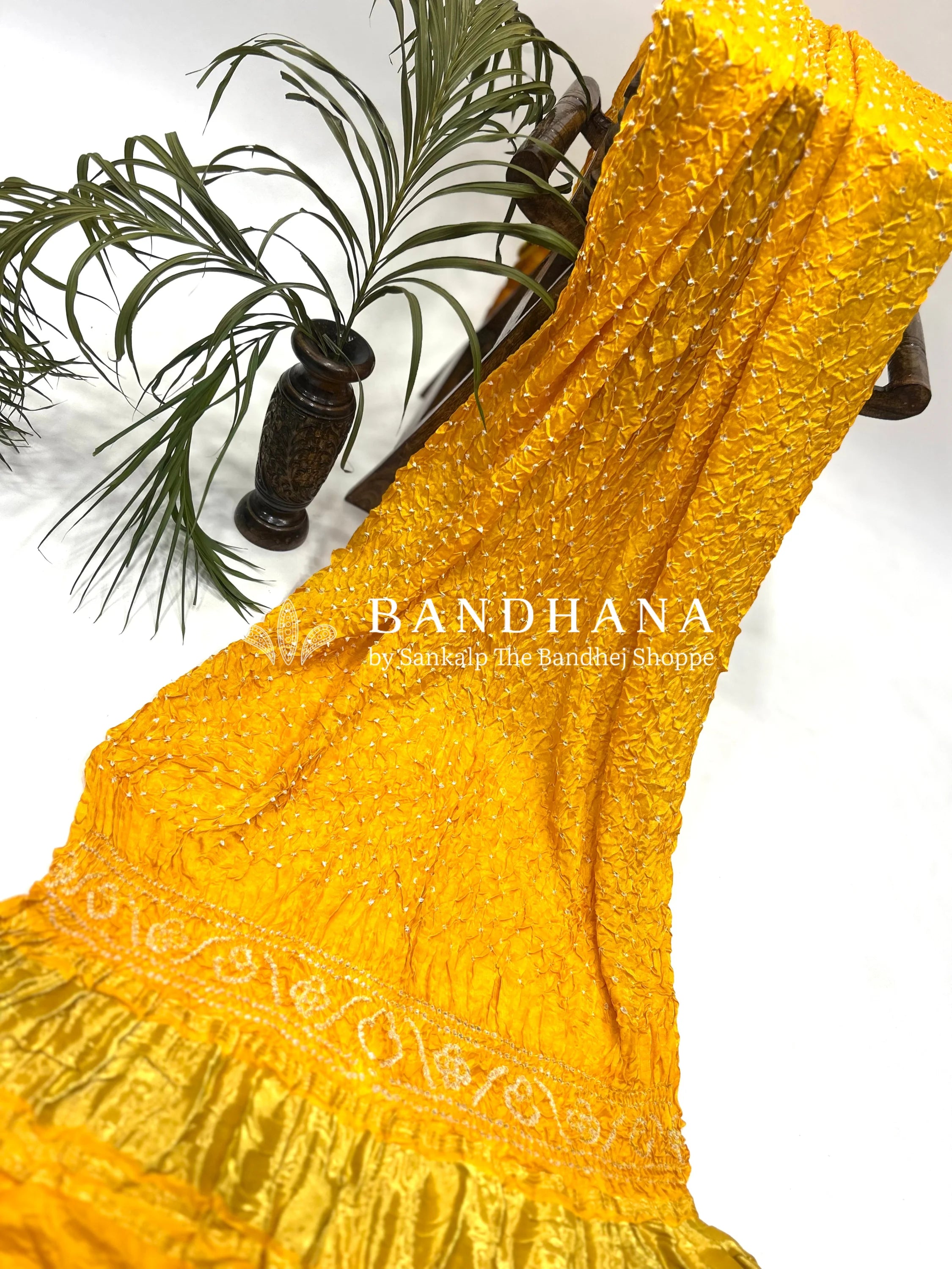 Yellow Gajji Silk Single Dot Bandhani Dupatta Dupattas