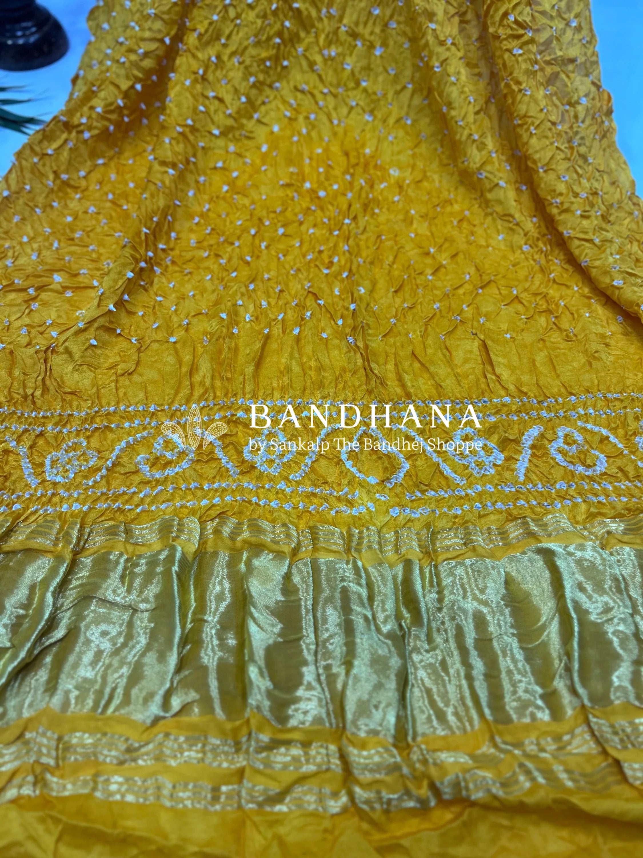 Yellow Gajji Silk Single Dot Bandhani Dupatta Dupattas