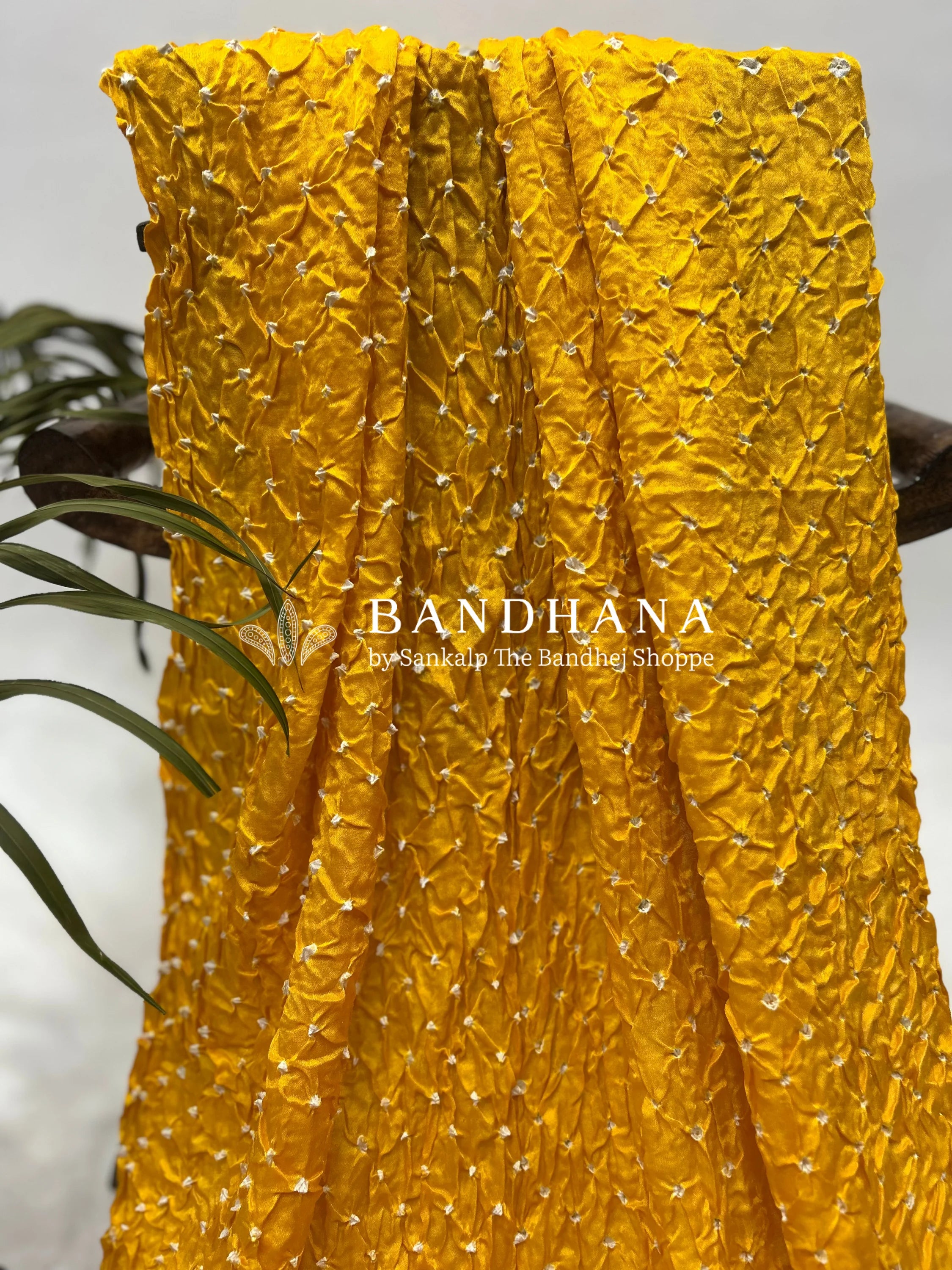 Yellow Gajji Silk Single Dot Bandhani Dupatta Dupattas